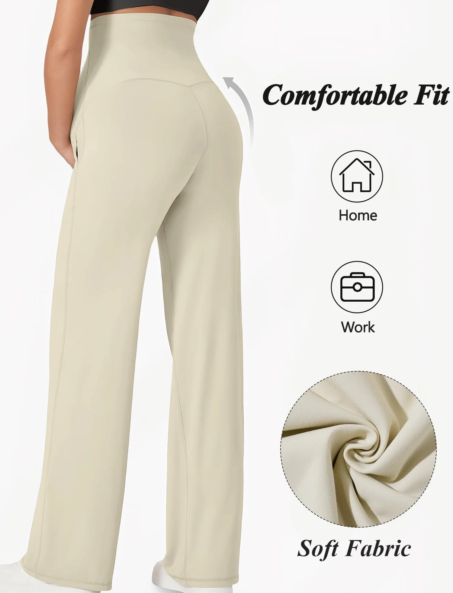 FEOYA Legging Maternité Jambes Larges Pantalon de Grossesse Sport Elastique Jogging Décontracté Homewear Printemps Automne S-XL