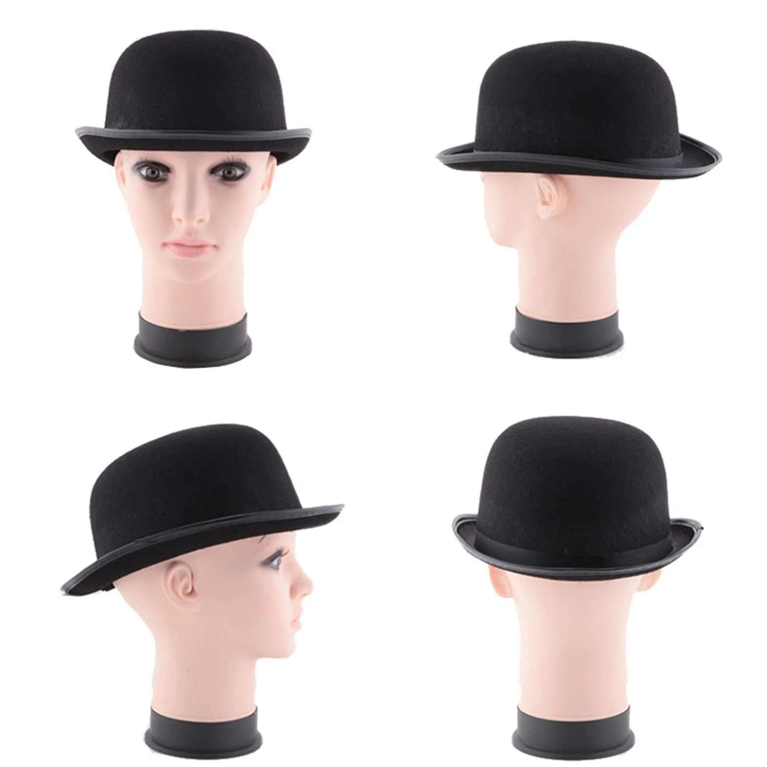 Chapeau melon noir adulte, chapeau de magicien Chaplin, accessoire de déguisement Halloween