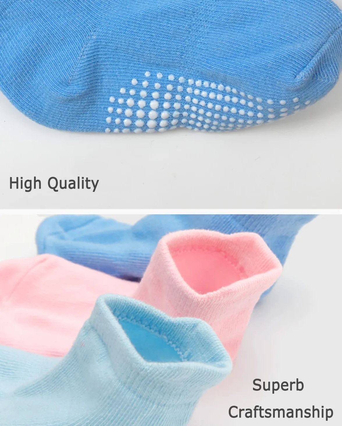 Chaussettes Bébé Enfant en Coton Anti-dérapant Lot de 6 Paires pour Garçons Filles