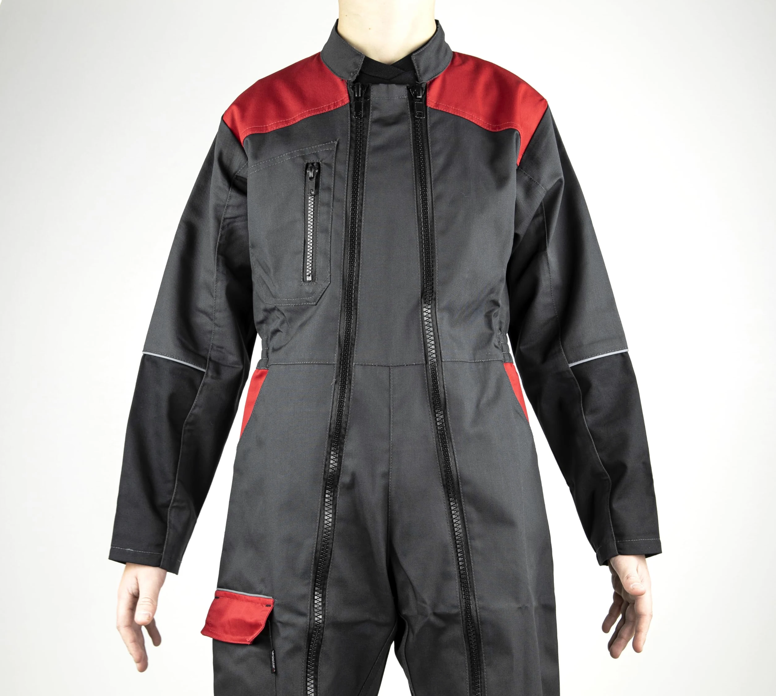 LMA Combinaison de travail ENFANT ELFE - GRIS SOMBRE/NOIR/ROUGE 6 ans - Vêtements de travail