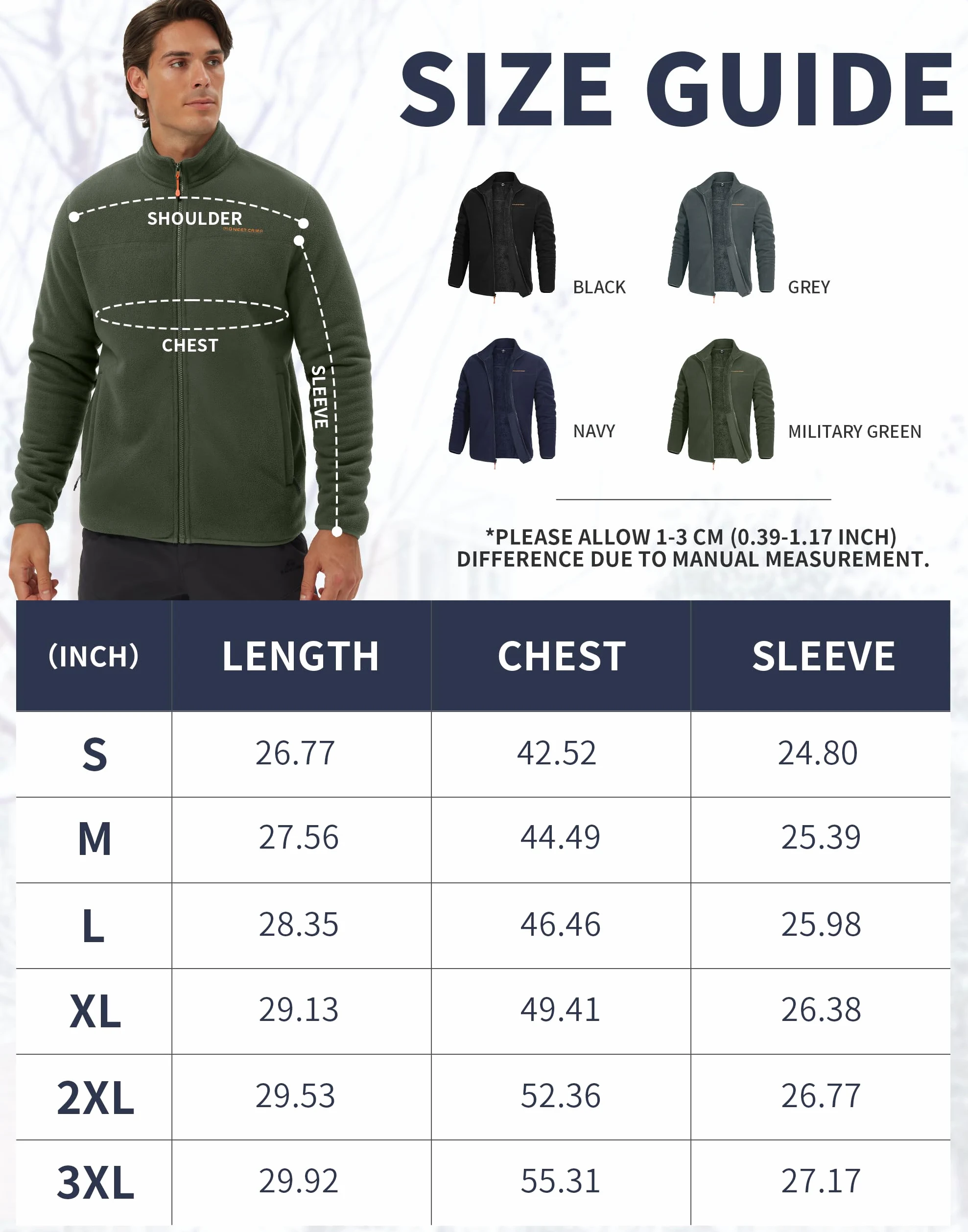 Pioneer Camp Veste polaire doublée Sherpa pour homme - Chaude - Fermeture éclair intégrale - Veste épaisse - Manteau d'hiver doux avec poche zippée