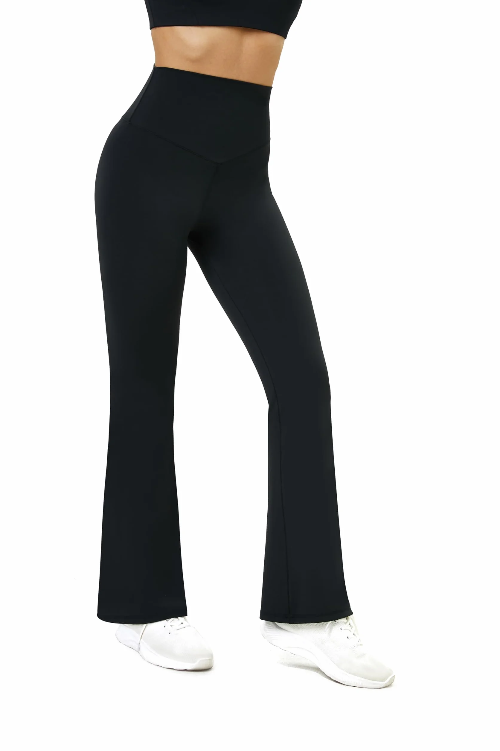 Glacspyg Pantalons de Yoga Ladies Flare Leggings Taille Haute Abdominale Contrôle d’Entraînement Fitness Jogging Pantalons