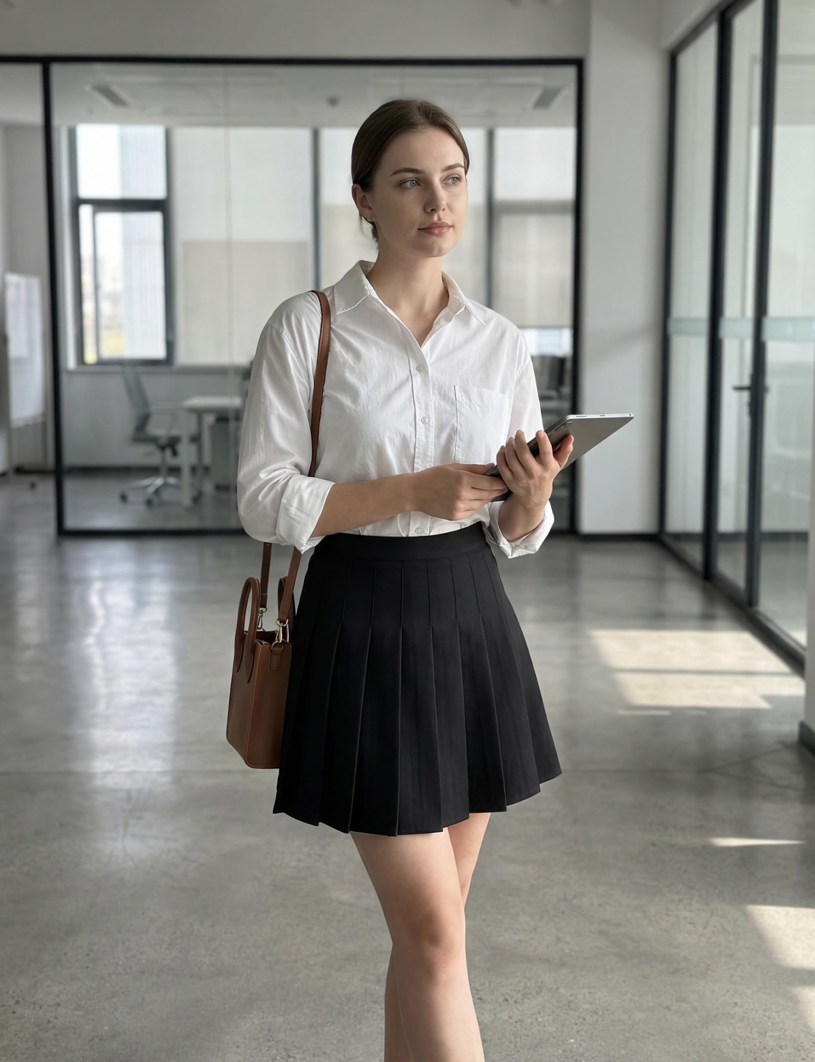 High-Waisted Pleated A-Line Mini Skirt