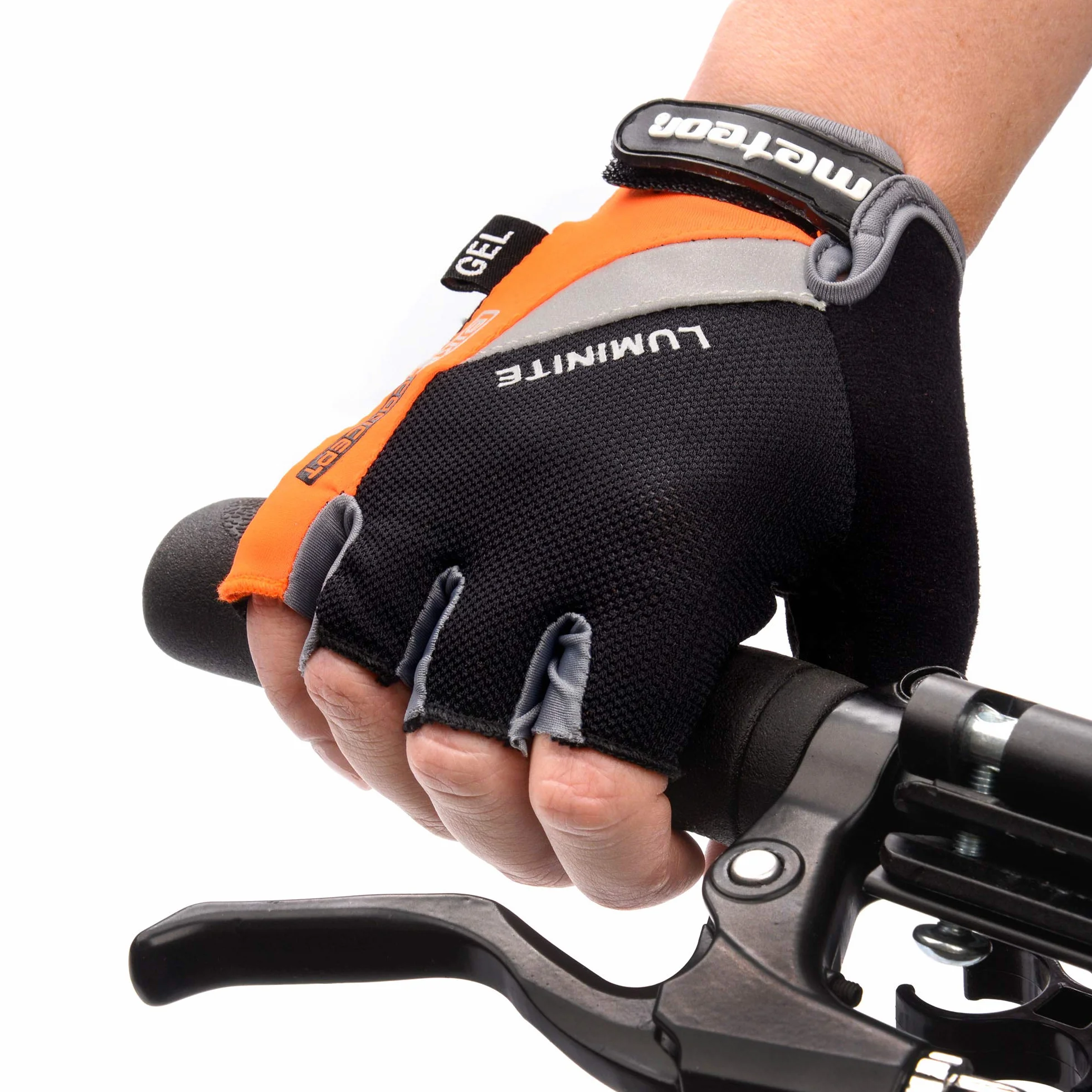 Meteor Enfants Gants de Vélo Garçons Filles Cyclisme VTT Demi-Doigts Antidérapant Mitaines de Sport Antichoc Respirants Courts Réglables Paire