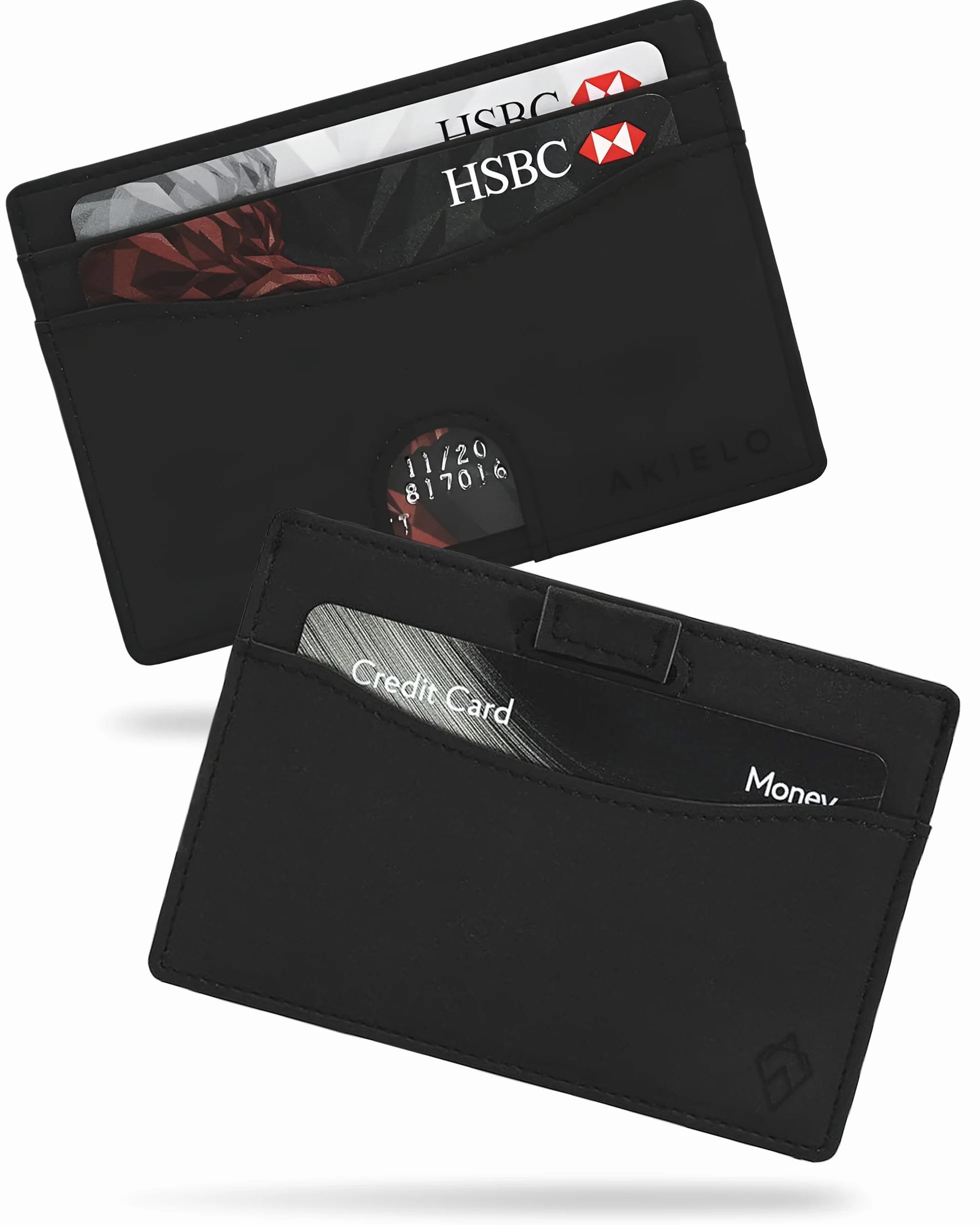 AKIELO Portefeuille Homme RFID Blocage avec Coffret Cadeau – Porte Cartes Compact et Fin – Portefeuille Minimaliste (Collection Echo)