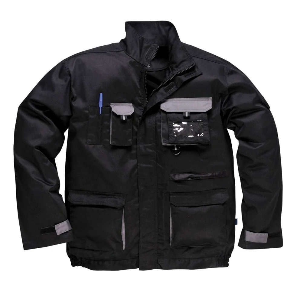 Portwest TX10 Veste Contrastée 1 Poche à Fermeture Éclair Coupe Standard | Noir, S, UPF 50+, Polyester, Porte-Badge Amovible, Poignets Réglables avec Crochet, Auto-Agrippant, Multipoche, Hiver