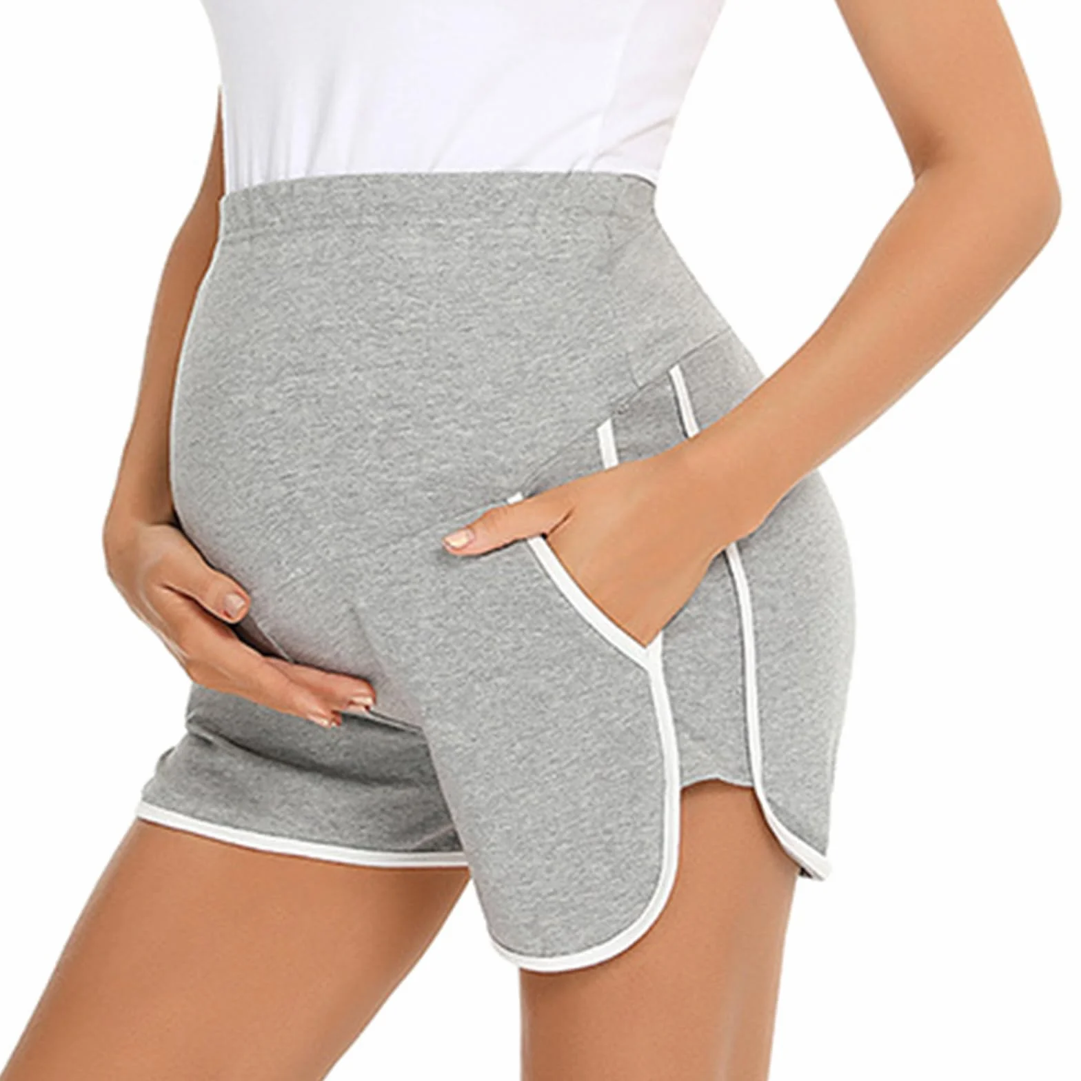 Short Femme Coton Pantalon Grossesse Maternité Shorts de Maternité Short de Grossesse Femmes Grossesse et Maternité Legging Court Maternité pour L'été Confortable Ample Mode Shorts et Bermudas