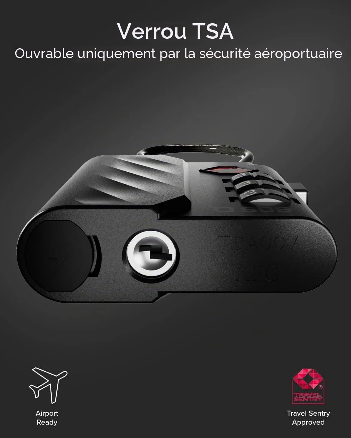 Cadenas TSA avec Localisateur Find My Intégré, Alarme 60 dB, Recharge USB-C, Noir