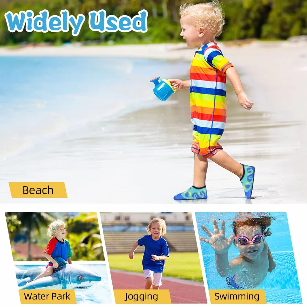 Chaussures Aquatiques Enfant, Chaussures de Plage Chaussures D'eau Séchage Rapide Antidérapant Pieds Nus pour Piscine Surf Sport Yoga