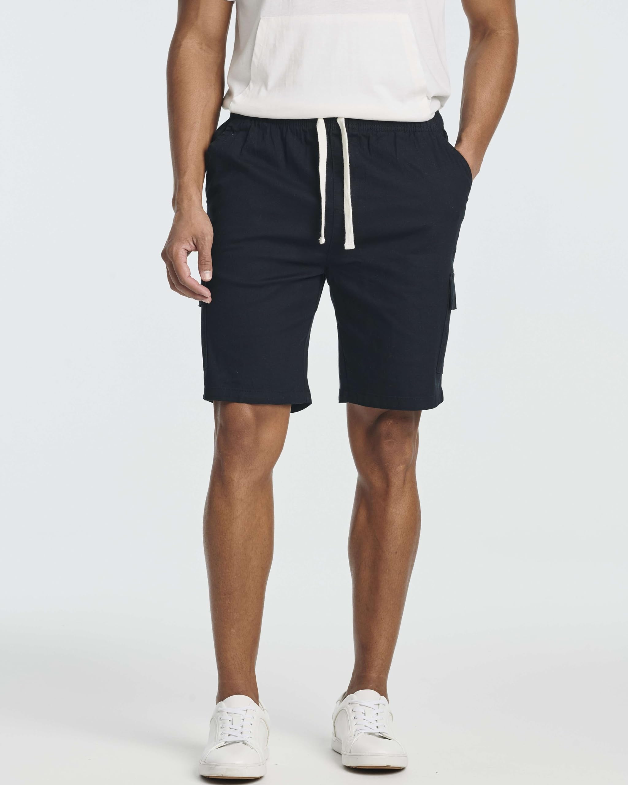 Men's 9-Inch Cotton Cargo Shorts with Drawstring Waist