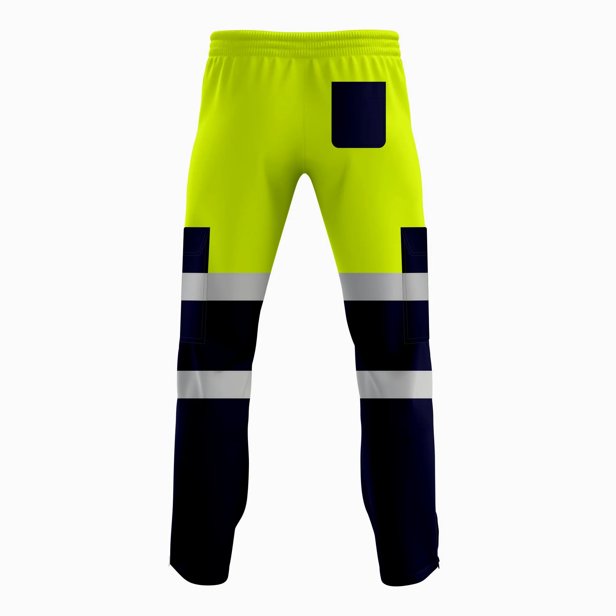 mymixtrendz Pantalon de jogging bicolore haute visibilité pour homme avec bande réfléchissante et ourlet ouvert