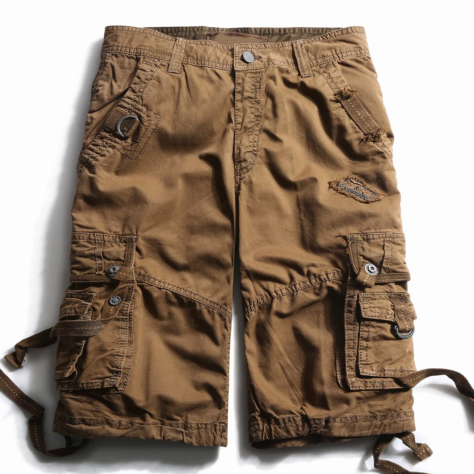 Shorts Cargo Léger pour Homme Short de Travail Utilitaire Short Extérieur en Coton sergé Short Multi-Poches Idéal pour Eté
