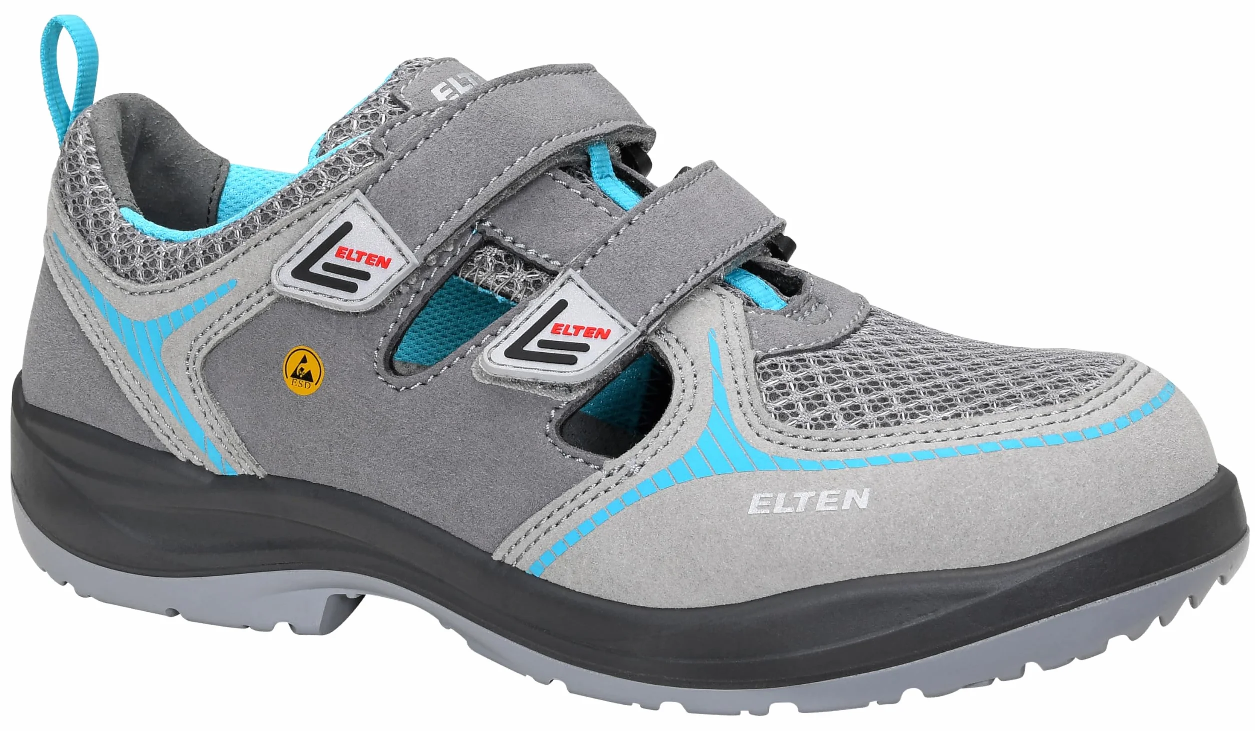 ELTEN Chaussures de sécurité Mila Aqua Easy ESD S1, Femme, Textile, Embout Acier, léger, Sportif, Gris/Turquoise, Pointure :
