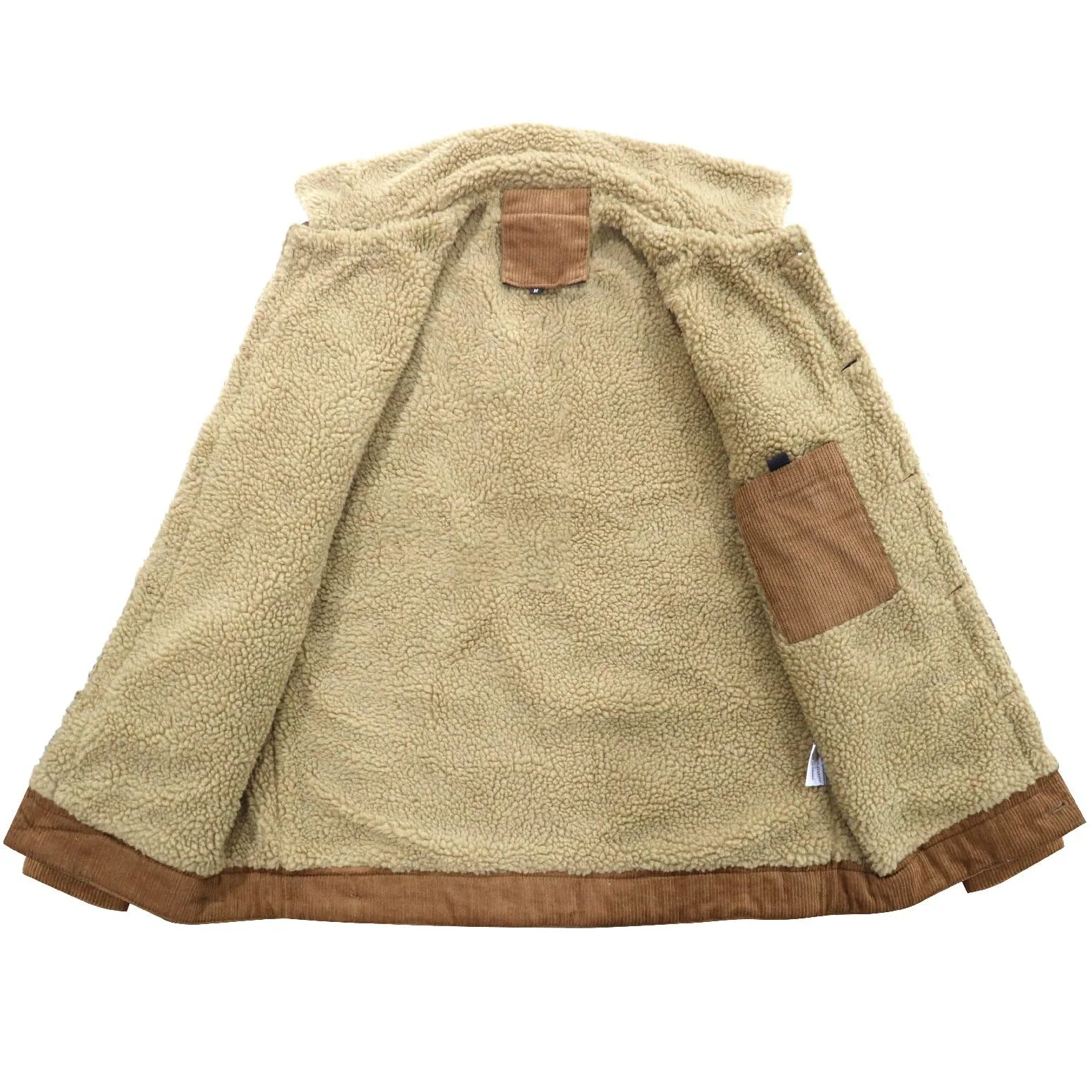 Veste Cargo en Polaire pour Homme Manteau de Camionneur Chaude Doublée en Sherpa Manteau d'hiver Boutonné Chaude Avec Revers