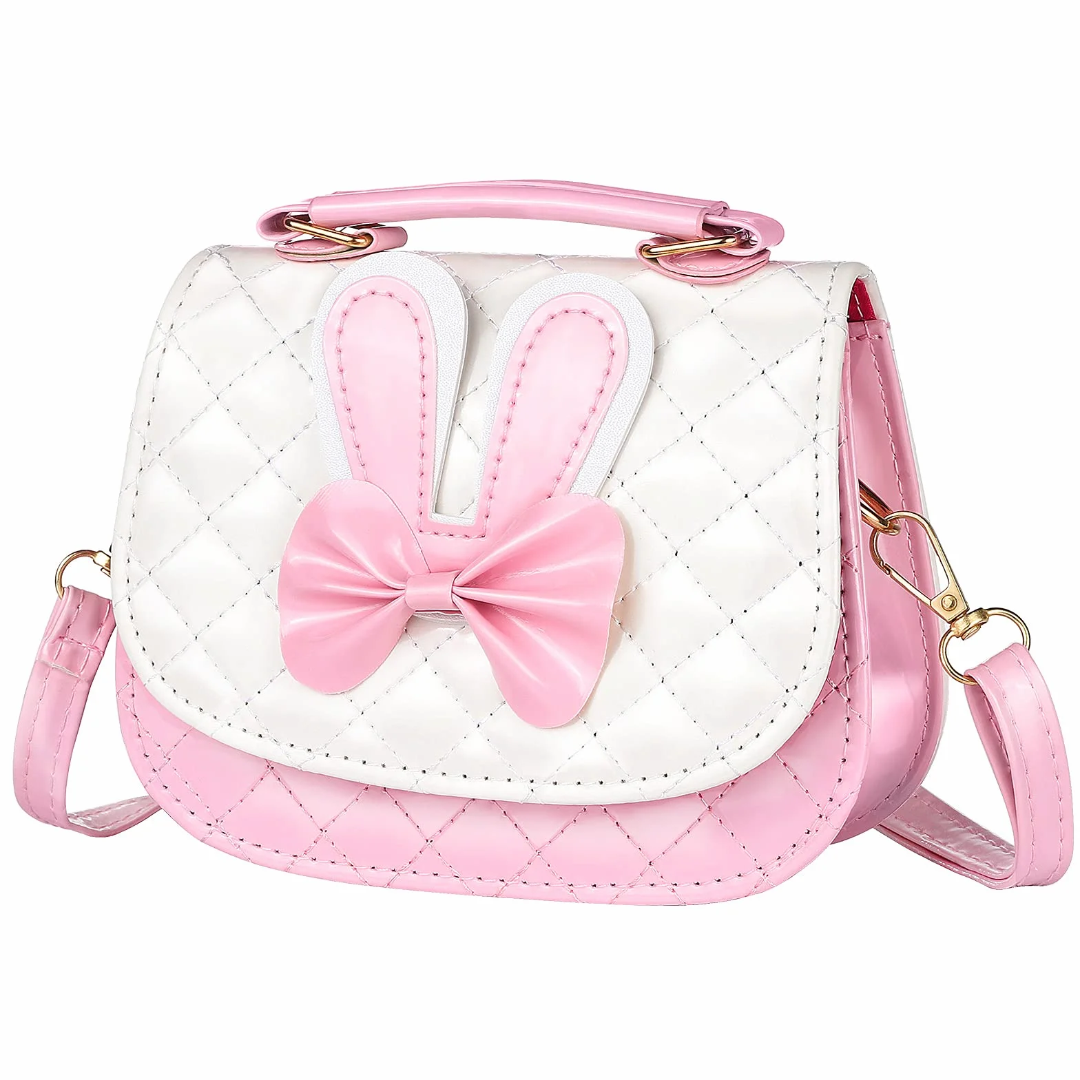 ZWOOS Sac à Bandoulière pour Filles, Cute Bow Bandoulière Sac a Main Petite Fille Mignonnes Épaule, Sac à Main De Mode Pour Petites Filles Sac Bandoulière en Cuir PU Enfant (ROSE)