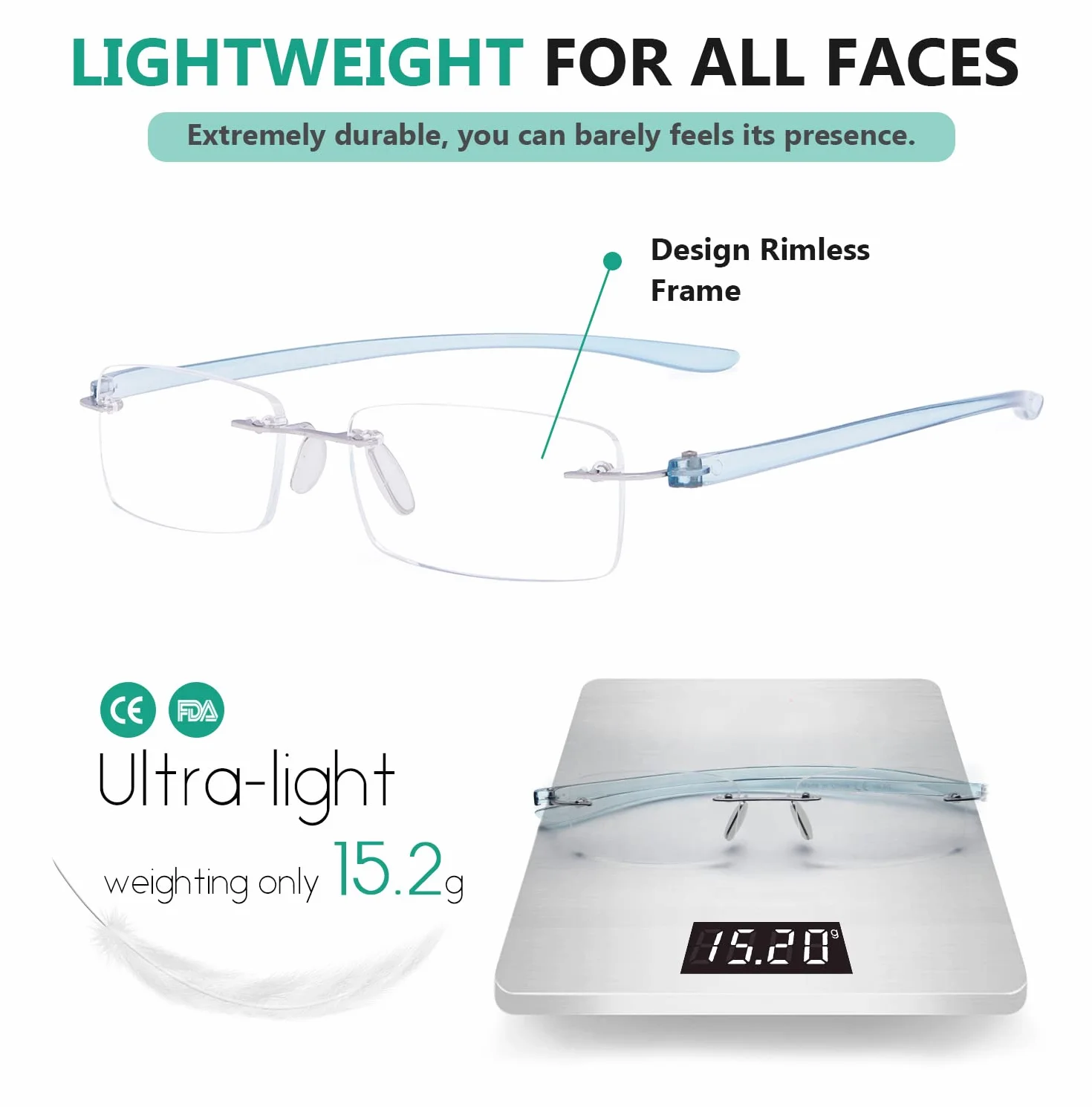 eyekepper Lunettes de Lecture Légères Sans Monture Homme Femme