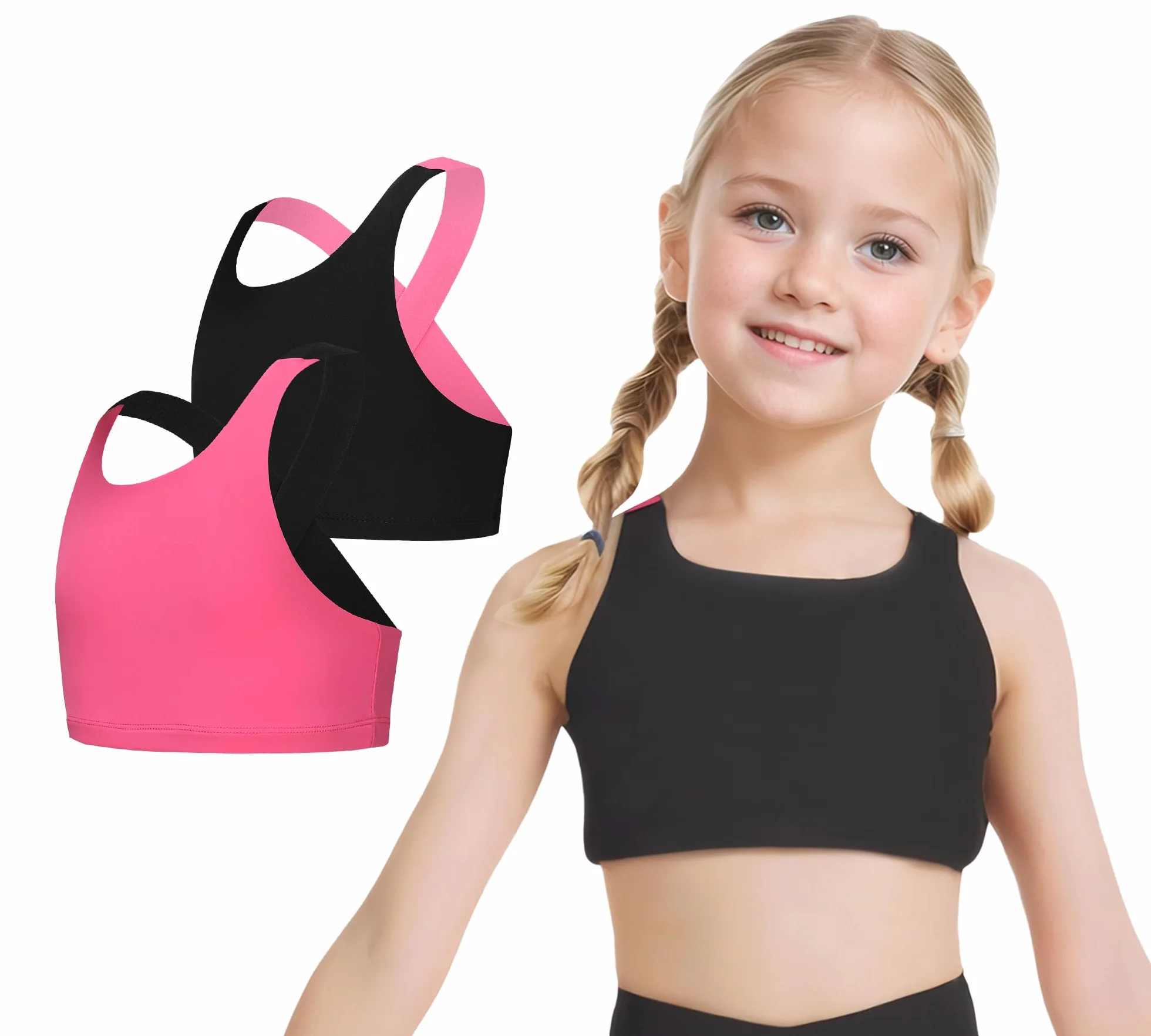 SEAUR Soutien-Gorge de Sport Fille Brassières Lot de 2 5-13 Ans Séchage Rapide
