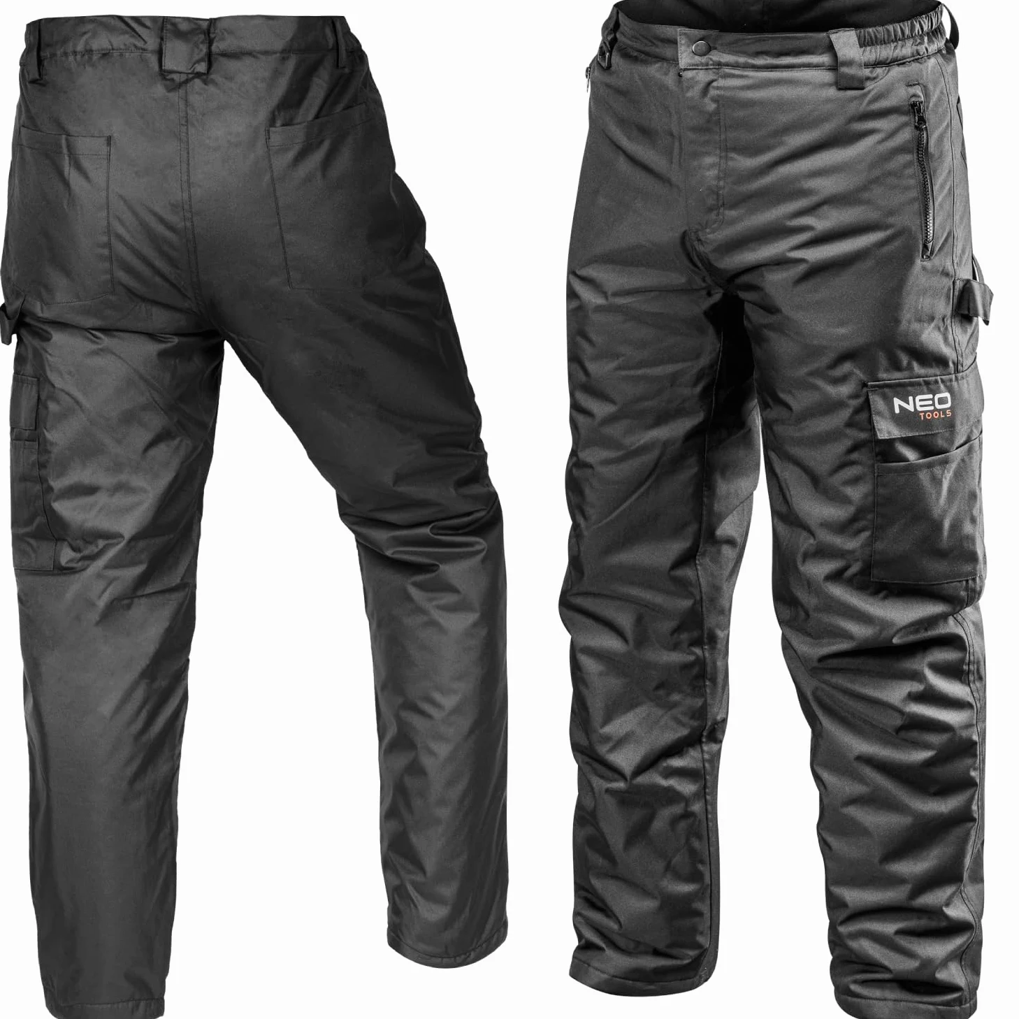 NEO TOOLS Pantalon de Travail Homme Thermique Professionnel - Pantalon de Protection d'hiver imperméable et Coupe-Vent - Polaire - Poches Multifonctions - Renforts en Tissu Oxford - S-XXL