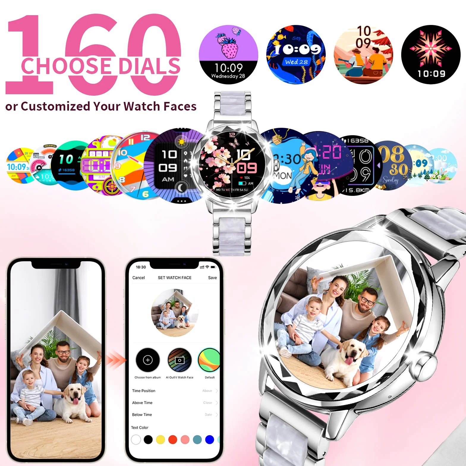 Montre Connectée Femme avec Appels, 123 Modes Sportifs, Visionneuse de Sommeil, Suivi du Cycle Menstruel, IP68 Montre Femme Connectée, Support Français, Argent Smartwatch