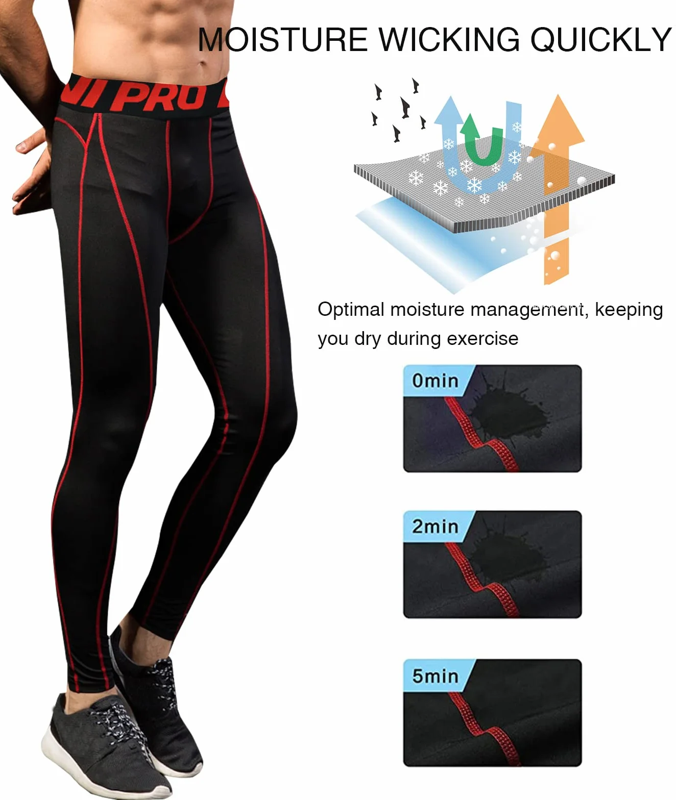 Legging de Sport pour Homme à Compression Running Pantalon Collant à séchage Rapide