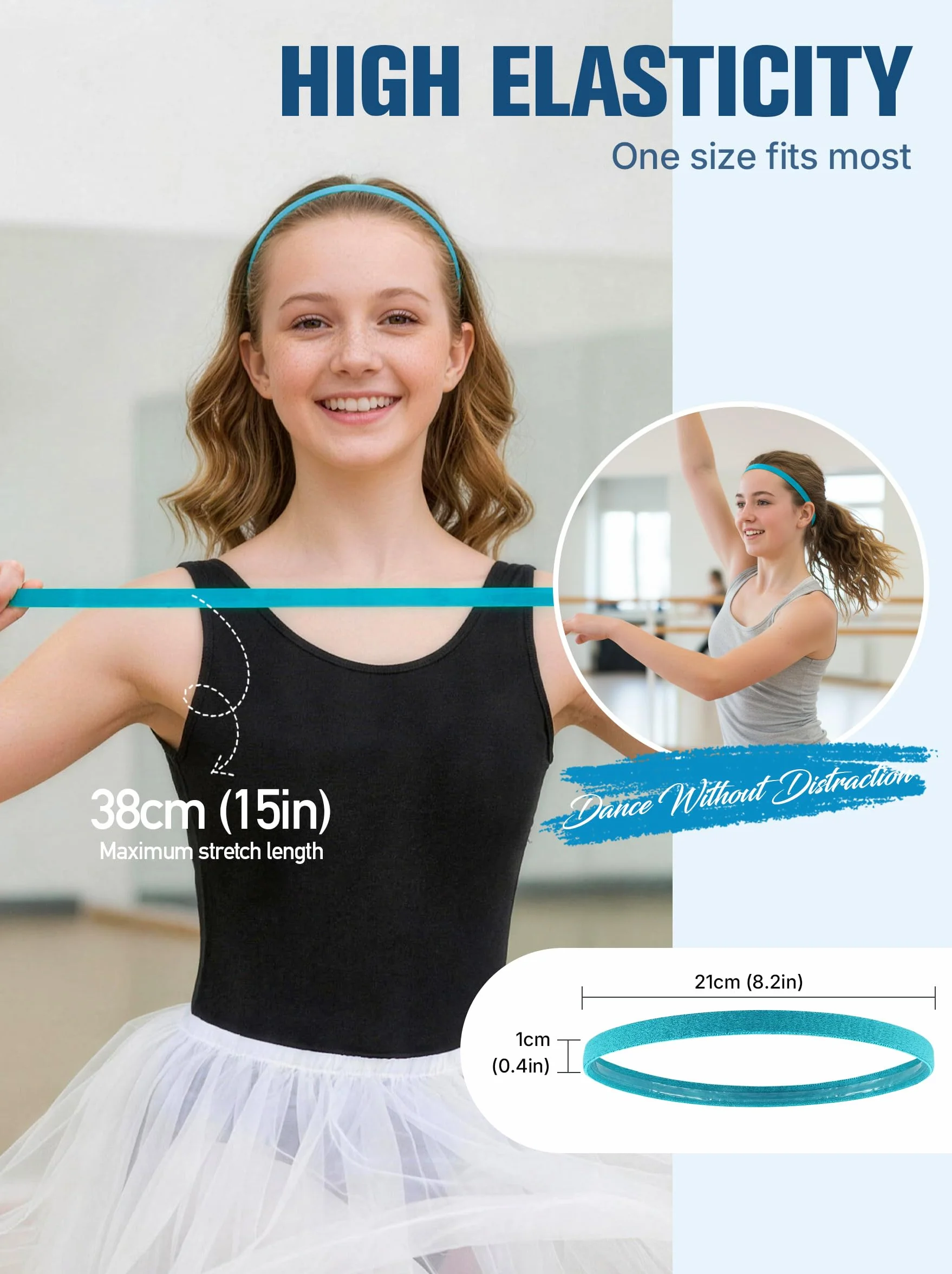 Awumbuk Bandeau Cheveux Sport Enfant, 5 Pcs Elastique Fin Antidérapantes Bandeau Fille Garcon Anti Transpiration Headband pour Running, Football, Cyclisme, Danse