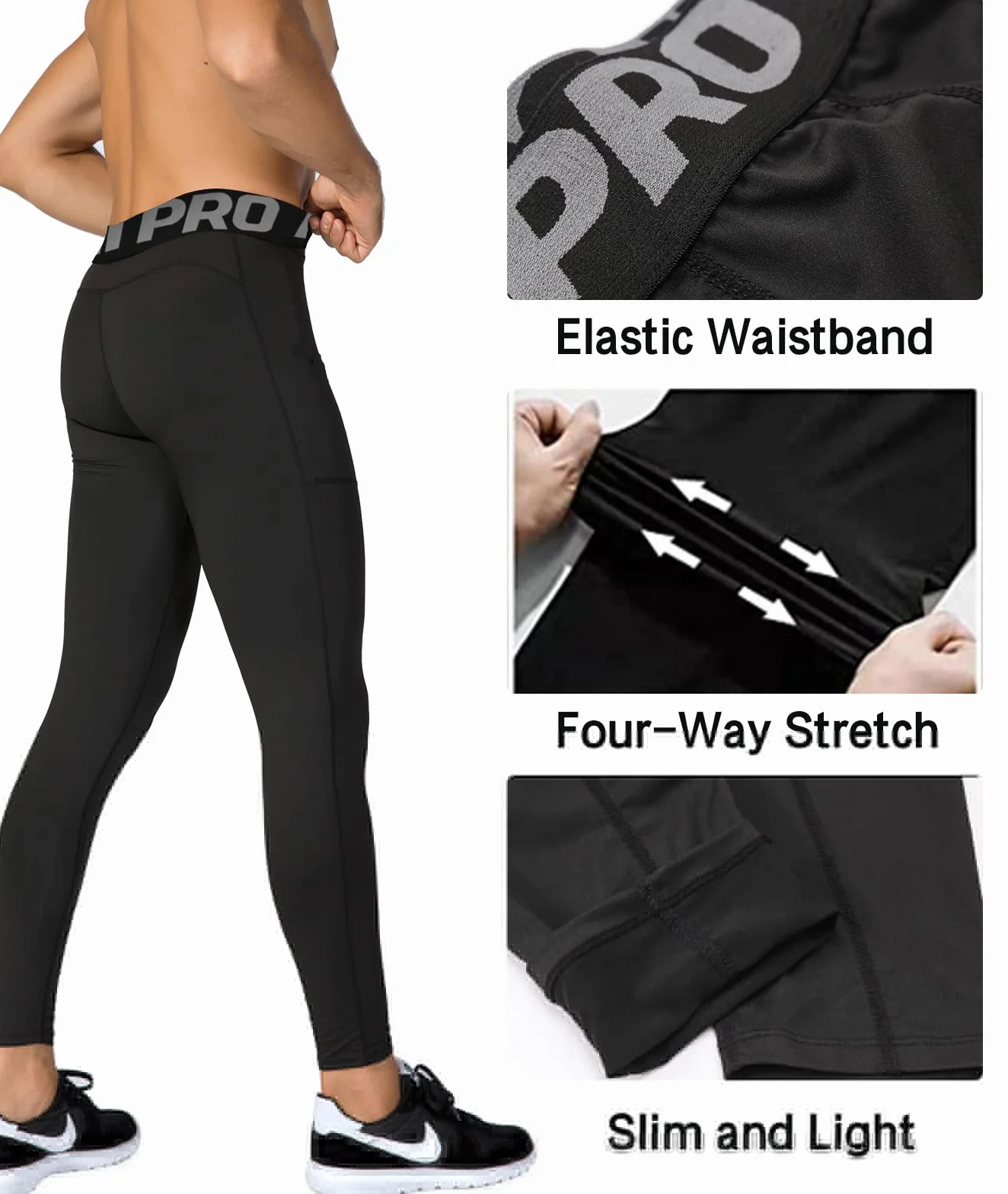 Legging de Sport pour Homme à Compression Running Pantalon Collant à séchage Rapide
