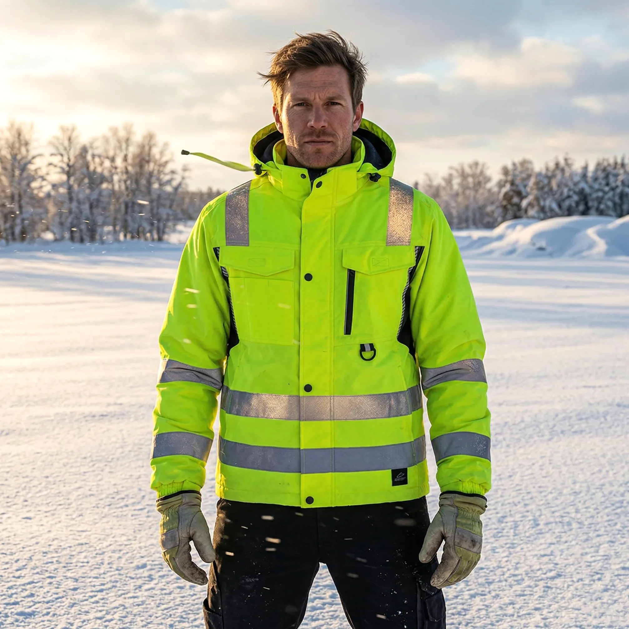 BWOLF Drift Ice – Veste de Travail d’Hiver pour Homme | Imperméable & Chaude | Bandes Réfléchissantes