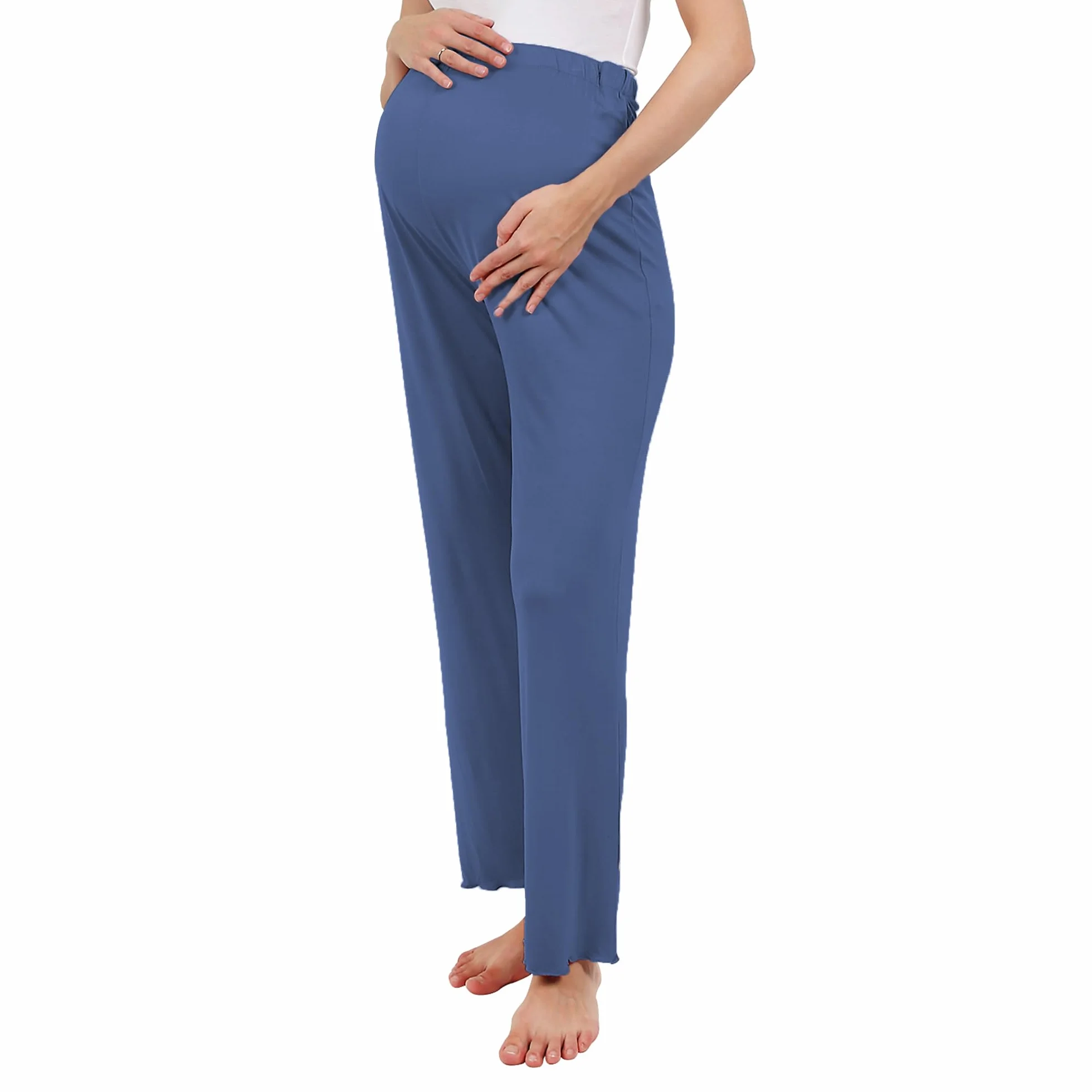 Pantalon de Maternité Femme avec Ceinture Réglable Pantalon de Pyjama de Grossesse Confortable