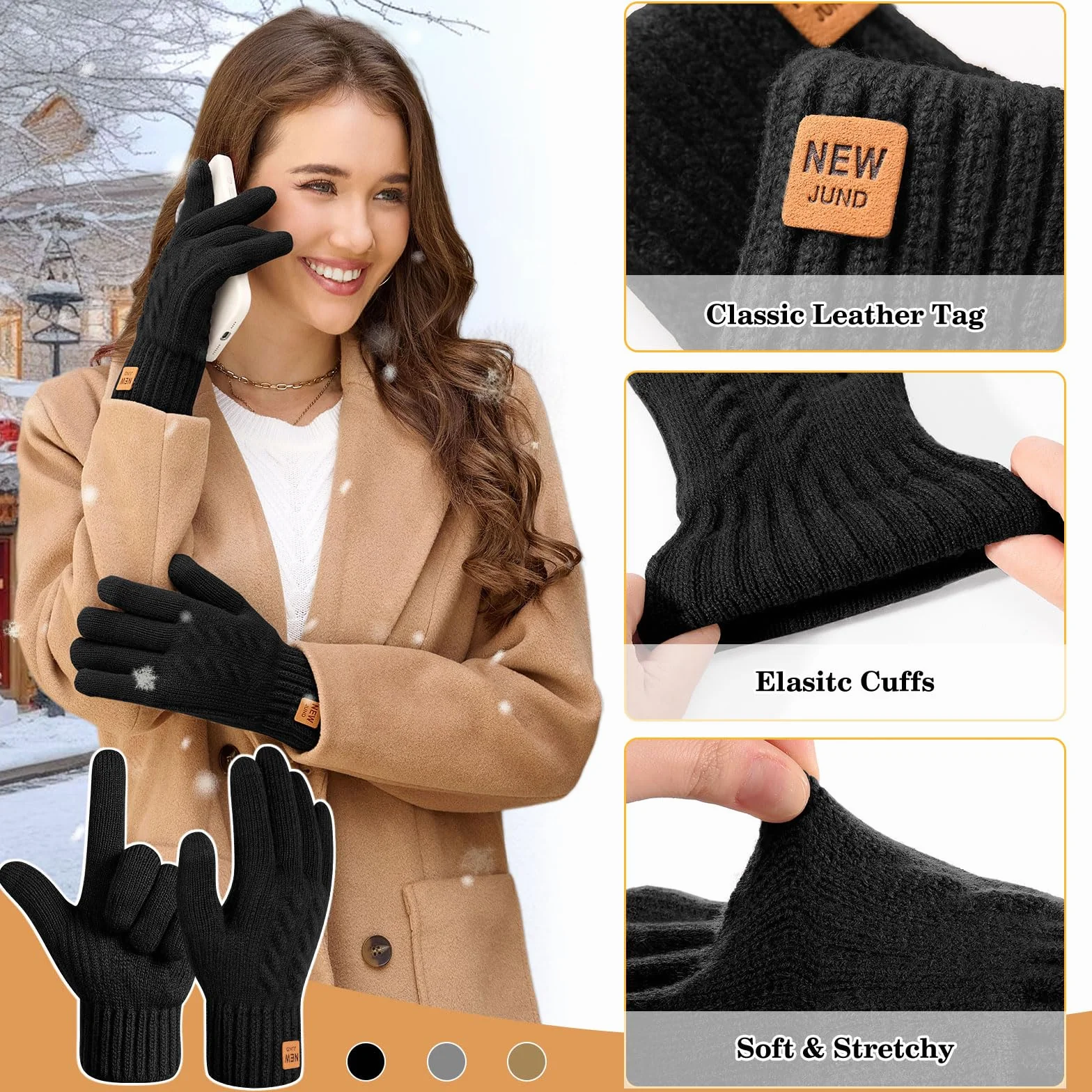 Svanco Gants Femme Hiver Chaud Tactile, Gants Thermique Anti Froid, Doublure en Polaire, Convient pour le Équitation, Jogging, Randonnée