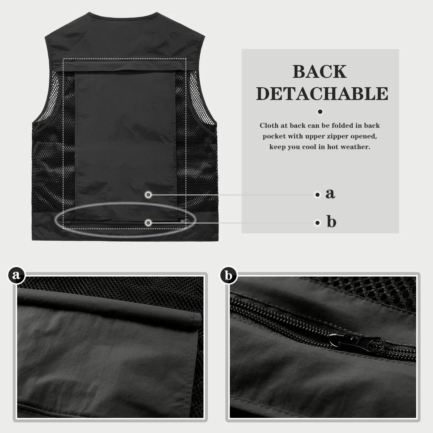 Pour des Hommes Multi-poches Gilet de Pêche Sans Manches Respirant Gilet en Maille pour la Photographie de Chasse