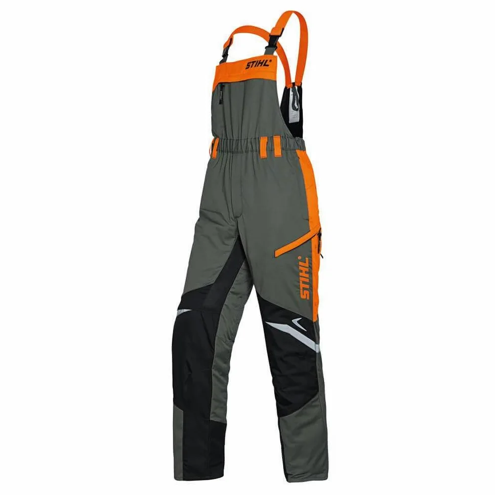 Stihl Salopette avec Protection Anti-Coupure Fonction Ergo Vert Olive/Orange/Noir