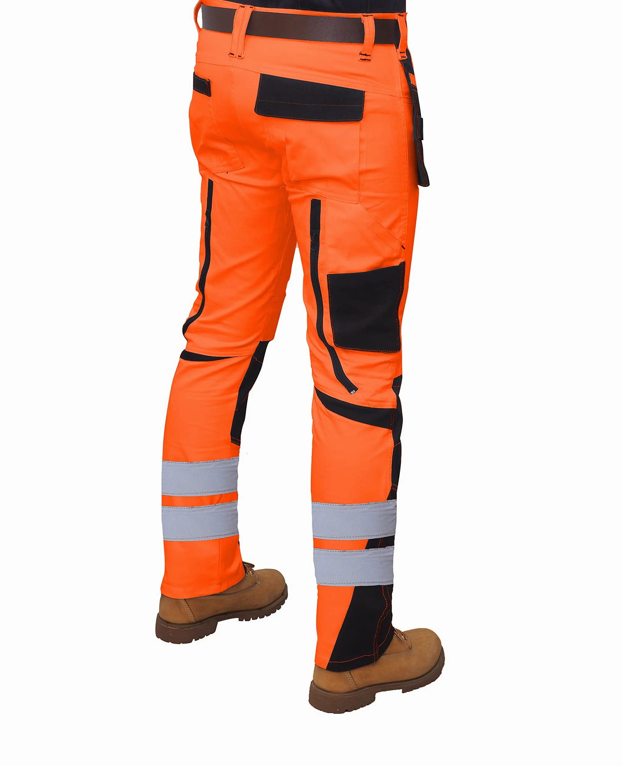 Pantalon de travail haute visibilité pour homme - Haute visibilité - Doux et résistant - Plusieurs poches - Facile d'entretien - Bande réfléchissante