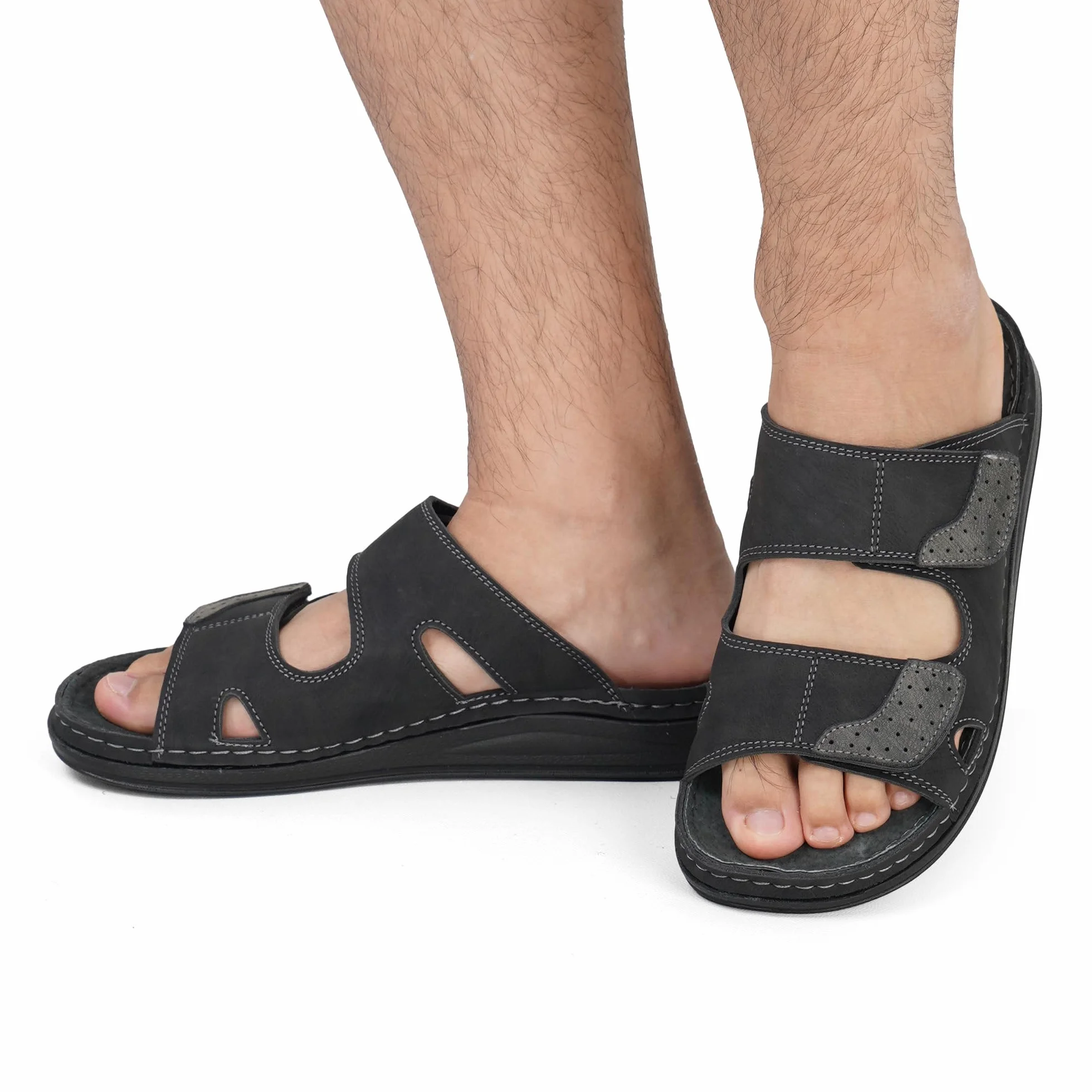 JOMIX Sandales Homme Scratch Réglable Semelle Liège Confortable Antidérapante Été
