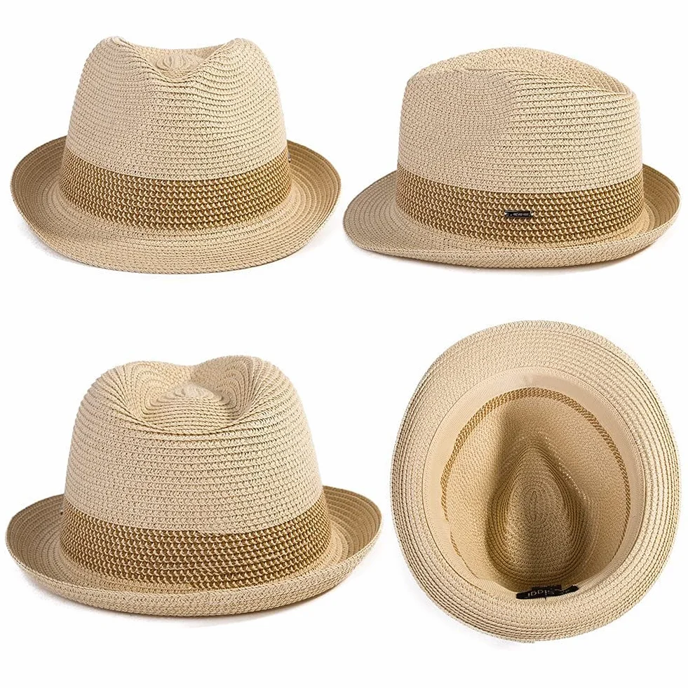 Siggi Chapeau Fedora Paille Tresse Panama Plage Été