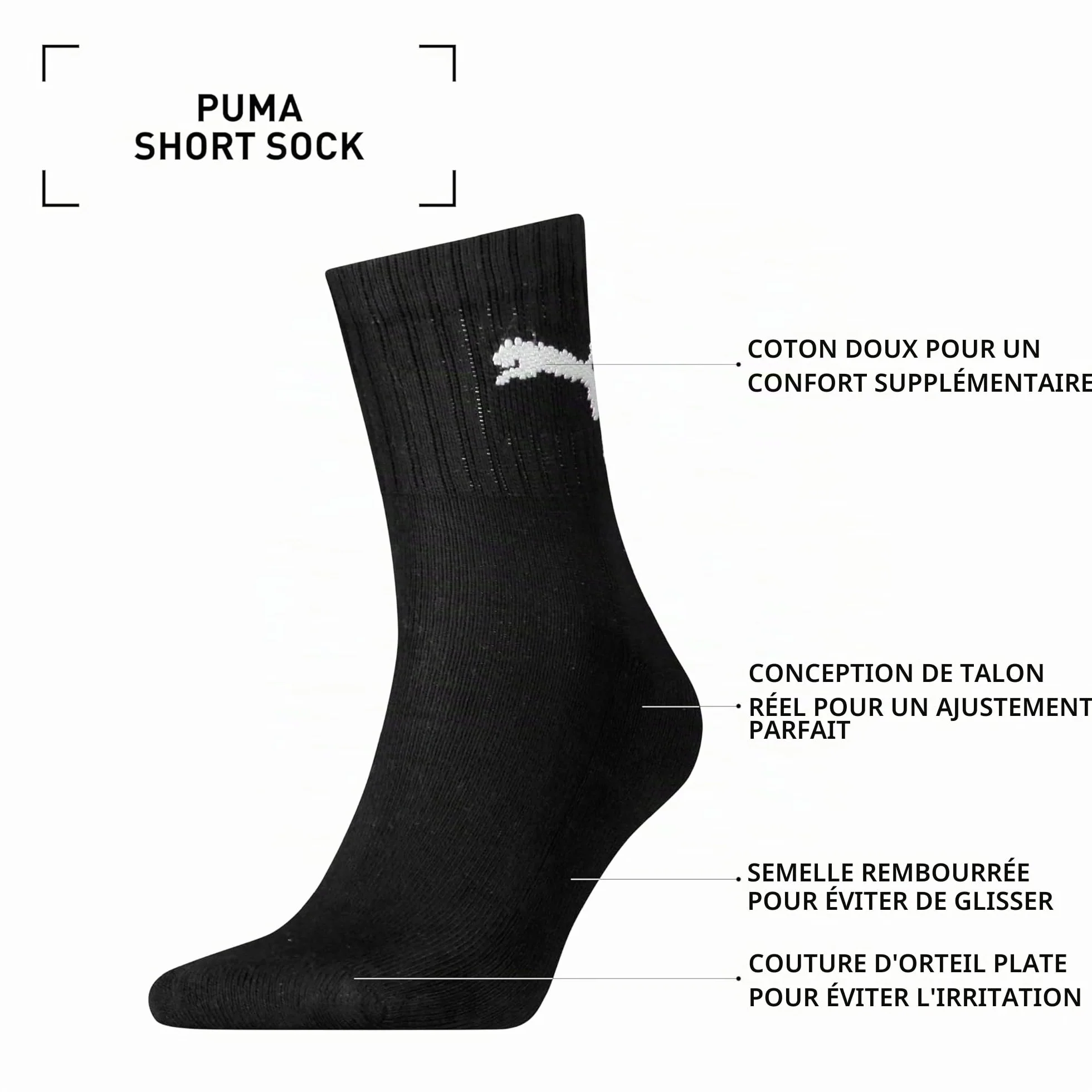 PUMA Short Chaussettes Mixte (lot de 5)