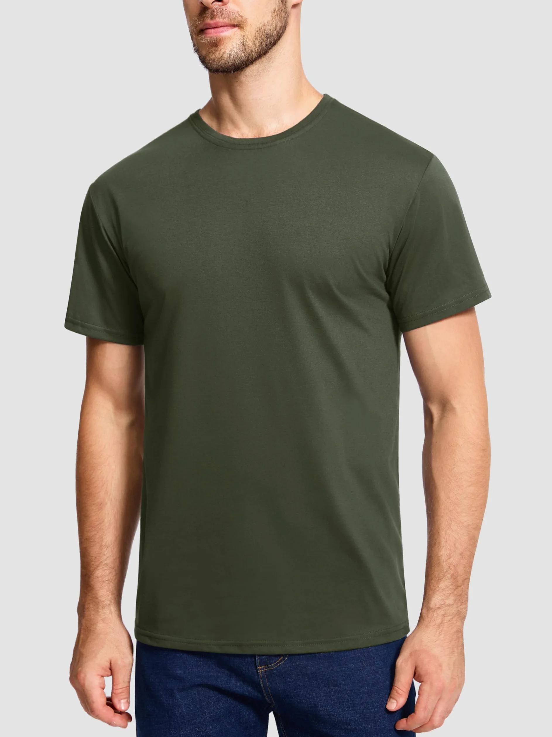 Lot de 5 t-shirts en coton à col rond pour homme - Respirant - Manches courtes - Uni - Tailles M-5XL