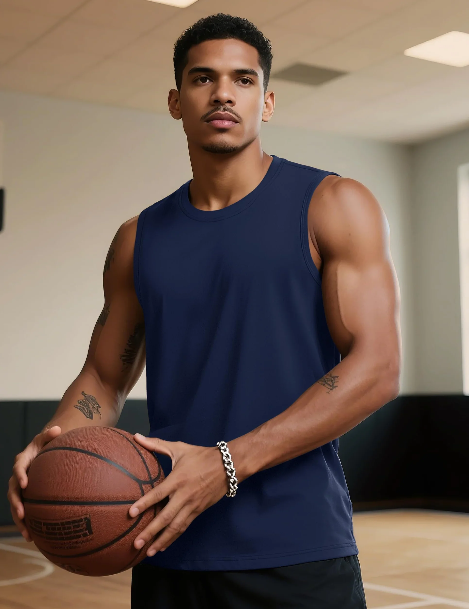 TACVASEN Debardeur Homme Sport Coton sans Manches Débardeur de Fitness Homme Musculation T Shirt Technique Respirant