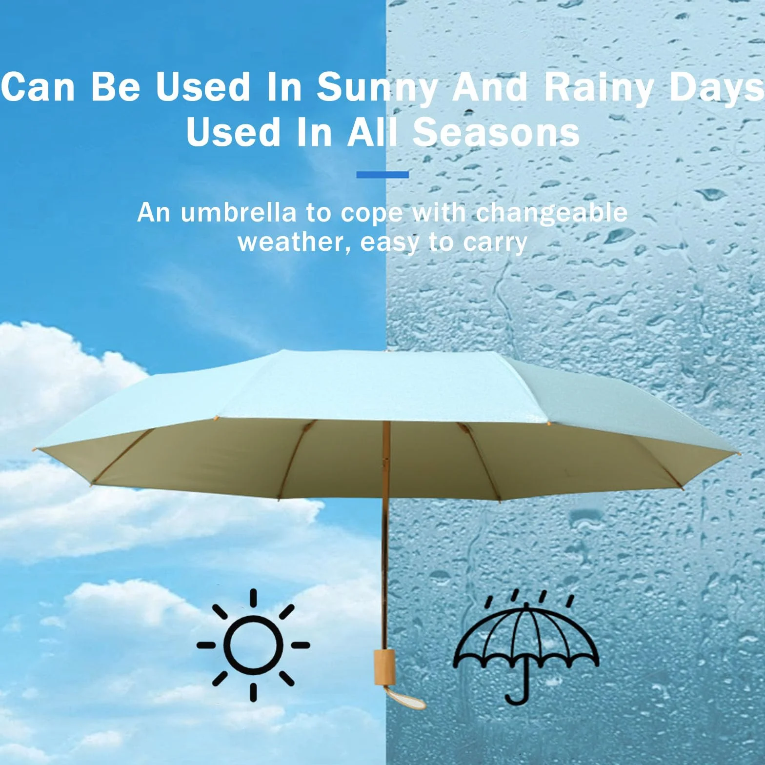 FANSU Parapluie Pliant, Ombrelle Anti Uv, Umbrella Compact, Parapluie Solide, Portable, pour Mariage Golf pour Femme Homme Enfant