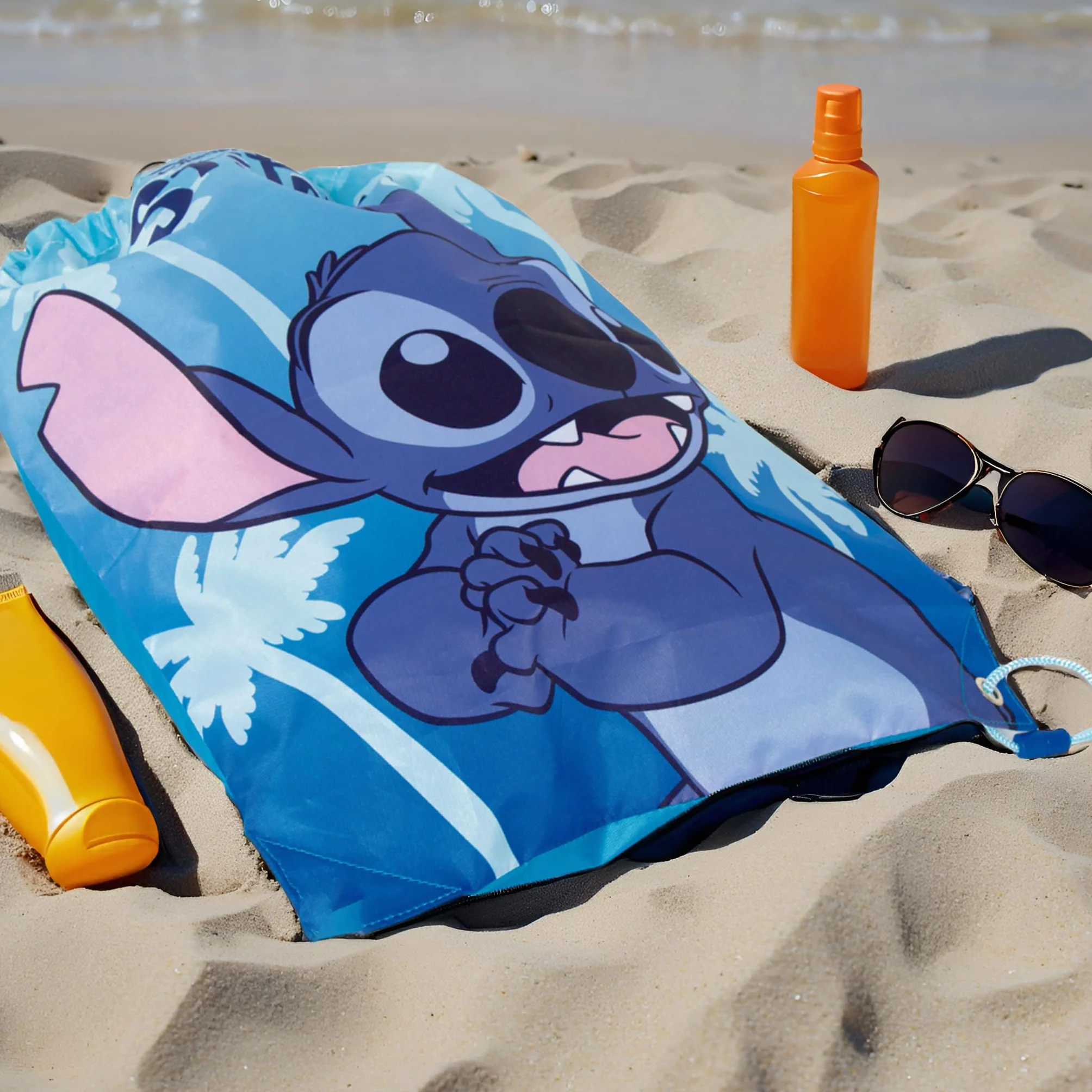 Superdiver Set de sac à dos à cordon et sac à goûter Stitch Licence Officielle Disney – Idéal pour l’école et la maternelle – Accessoire mode enfant – 100 % polyester – Bleu – 44x33 et 26x21 cm