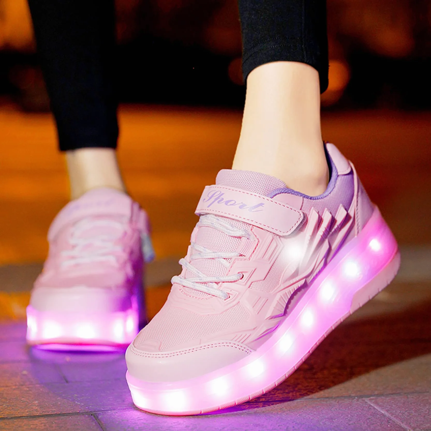 Patins à roulettes Chaussures de Skateboard Outdoor Fille Garçon Ajustables