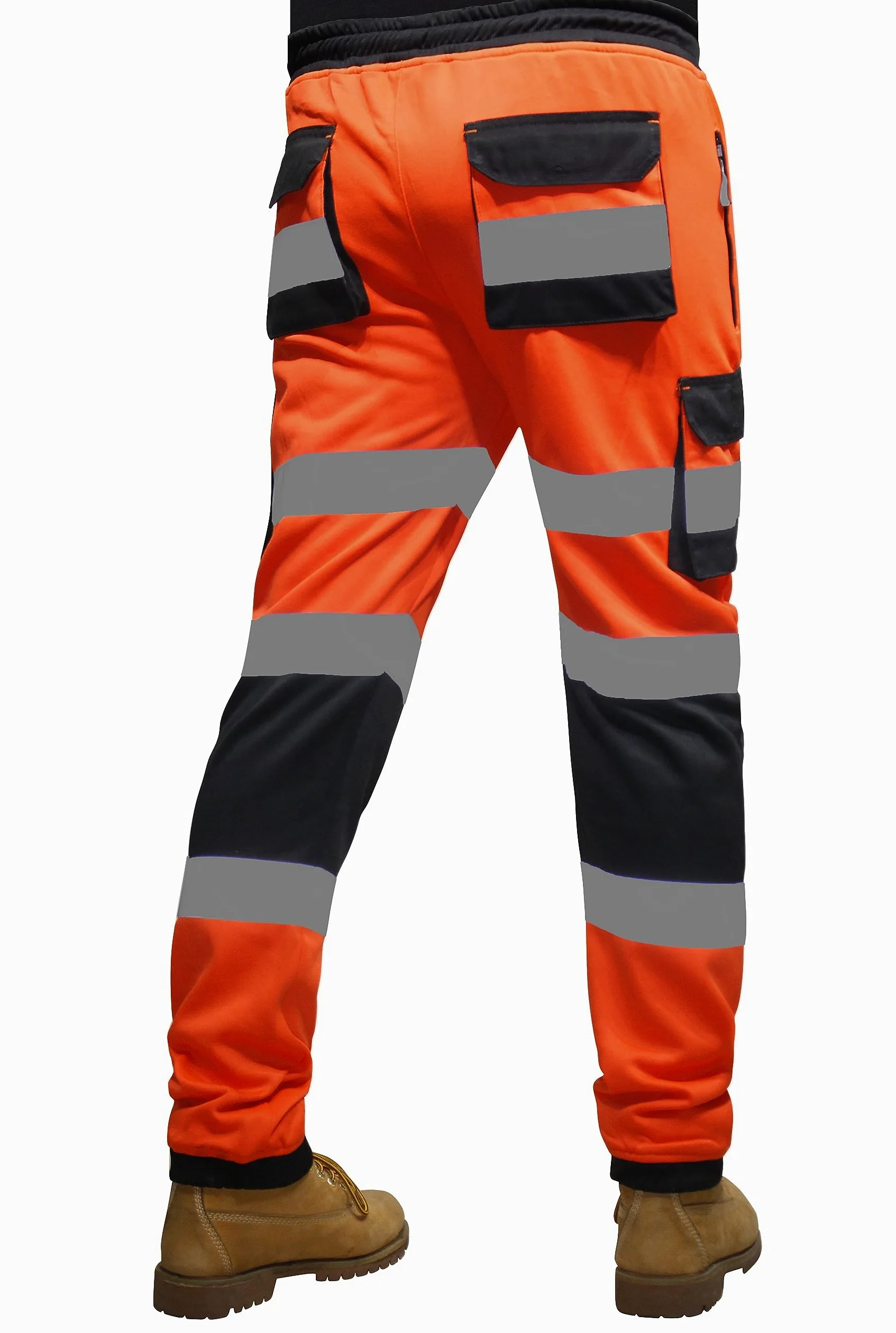 RAK Pantalon de travail en polaire fluorescente pour homme avec bande haute visibilité et poches élastiques à la taille et cordon de serrage