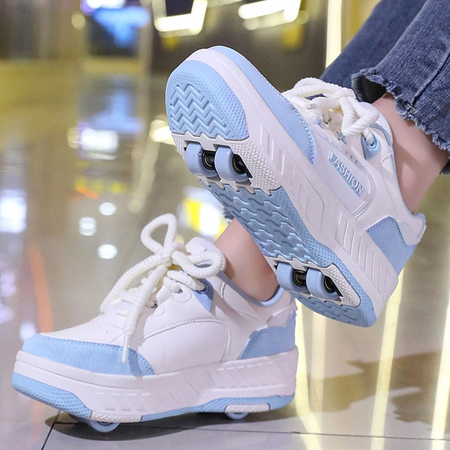 Surwin Chaussures Roulettes Enfant 2 en 1 Basket à roulettes Fille Garçon Sneakers Roller Skateboarding