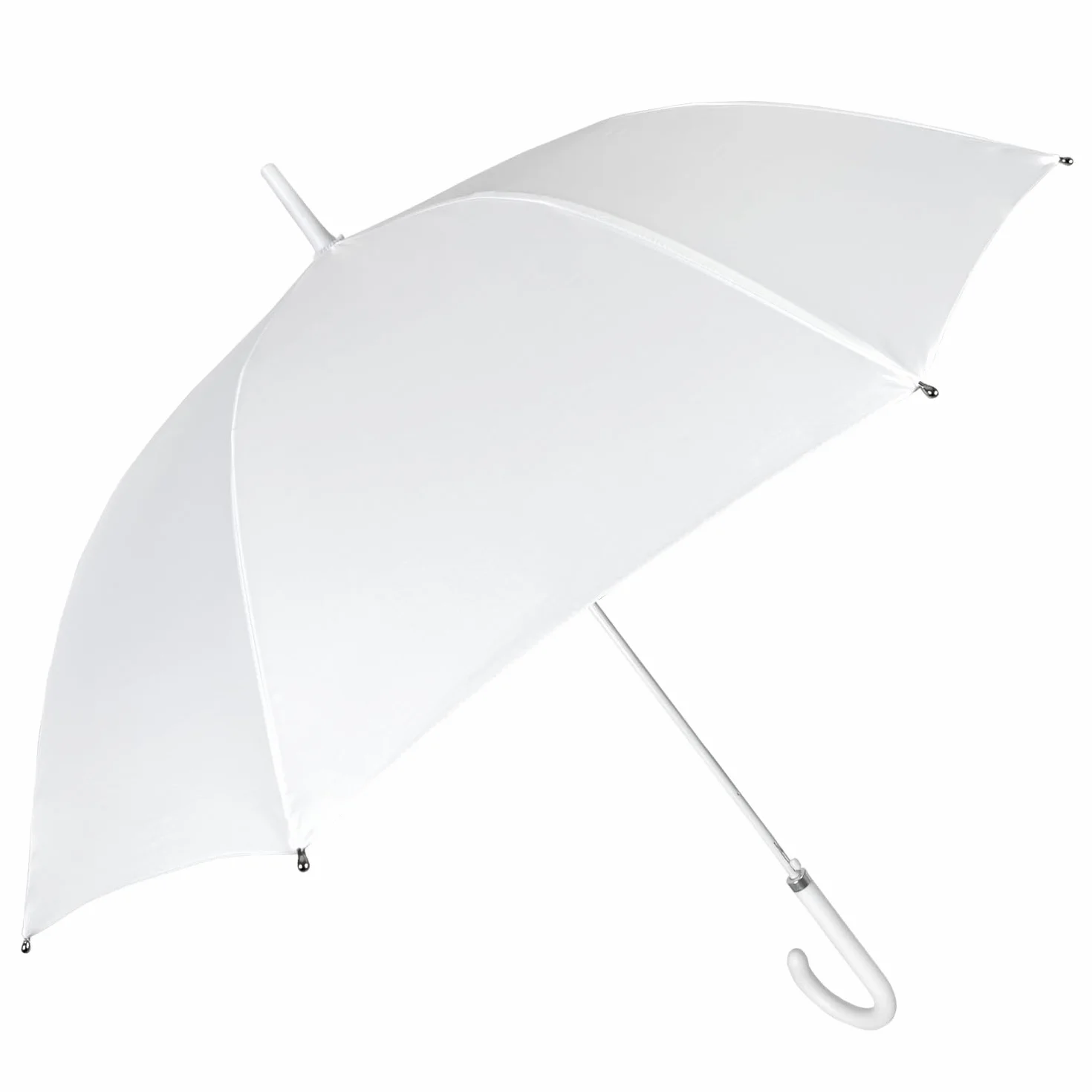 PERLETTI Parapluie Canne Blanc de Mariage Femme Fille - Long Parapluie de Mariée Femmes - Parapluie Automatique Anti Pluie Neige Soleil Léger Résistant et Coupe Vent - Diamètre 89 cm