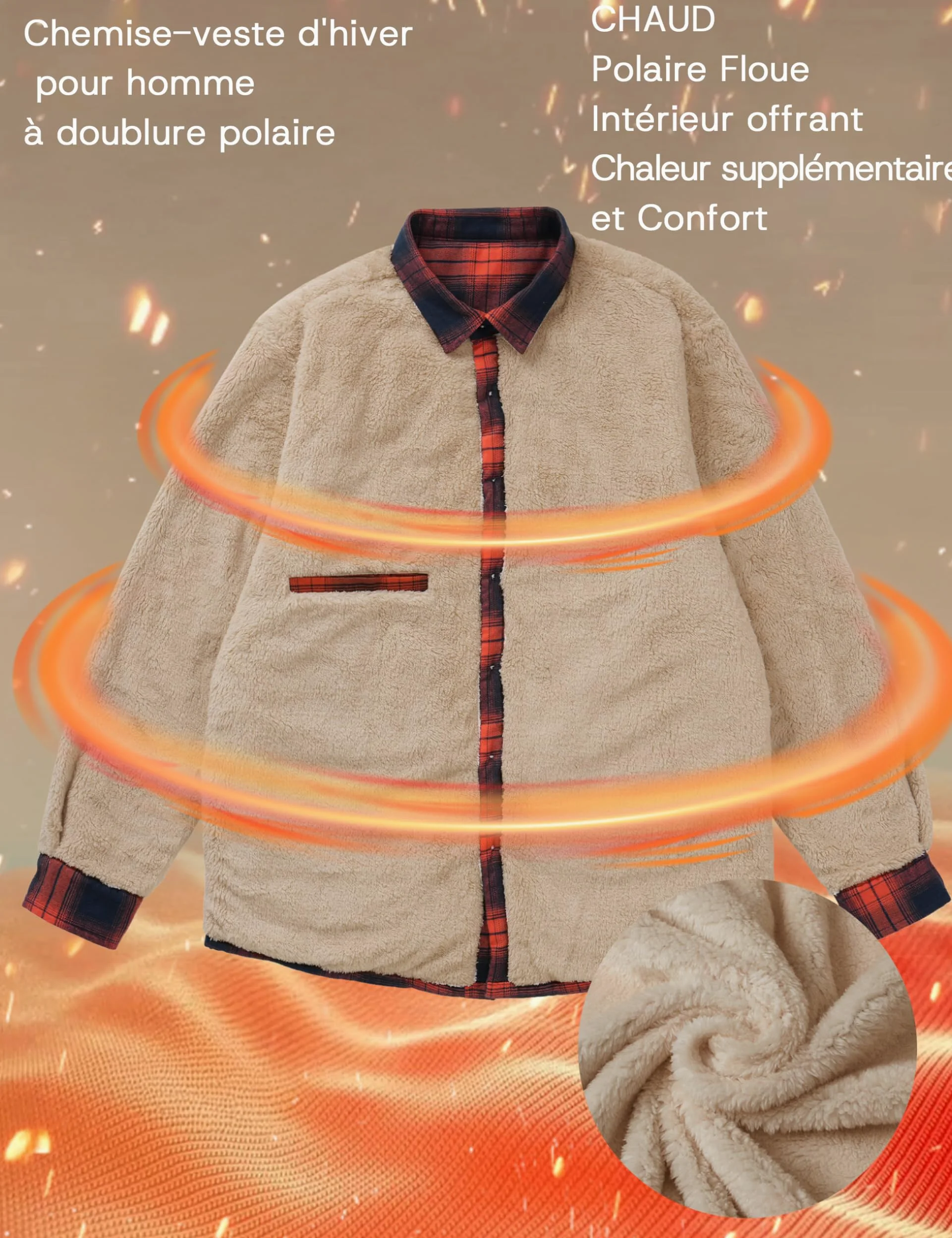 MAGCOMSEN Veste d'hiver pour homme - Veste doublée - Chemise thermique à carreaux - Avec poches multiples - Coton - Chemise chaude