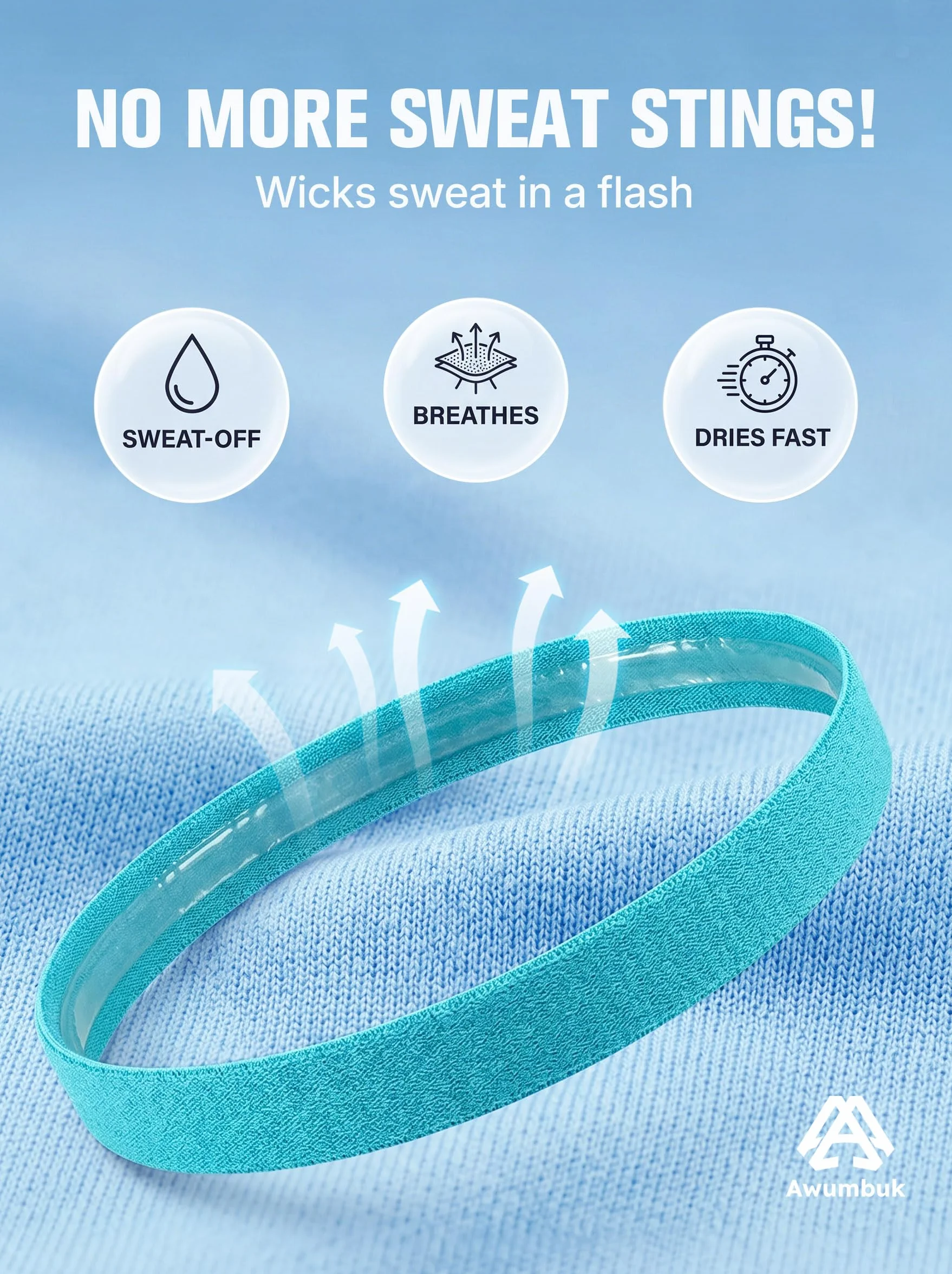 Awumbuk Bandeau Cheveux Sport Enfant, 5 Pcs Elastique Fin Antidérapantes Bandeau Fille Garcon Anti Transpiration Headband pour Running, Football, Cyclisme, Danse