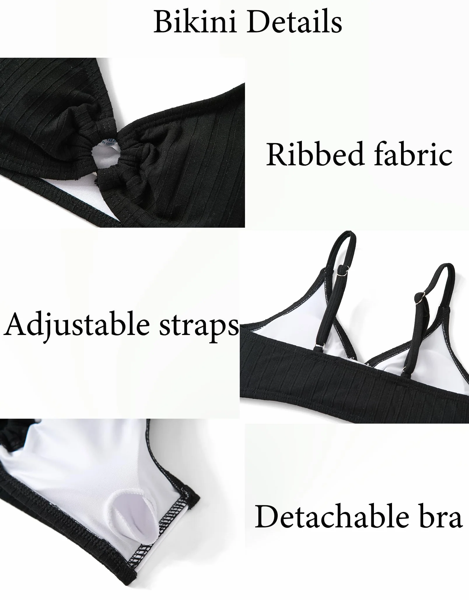 Arshiner Fille Ensemble Bikini Côtelé Enfants Été Deux Pièces Unicolore Maillots Bain Surf Bustier et Slip Tankini Bikini pour Filles 7-15 Ans