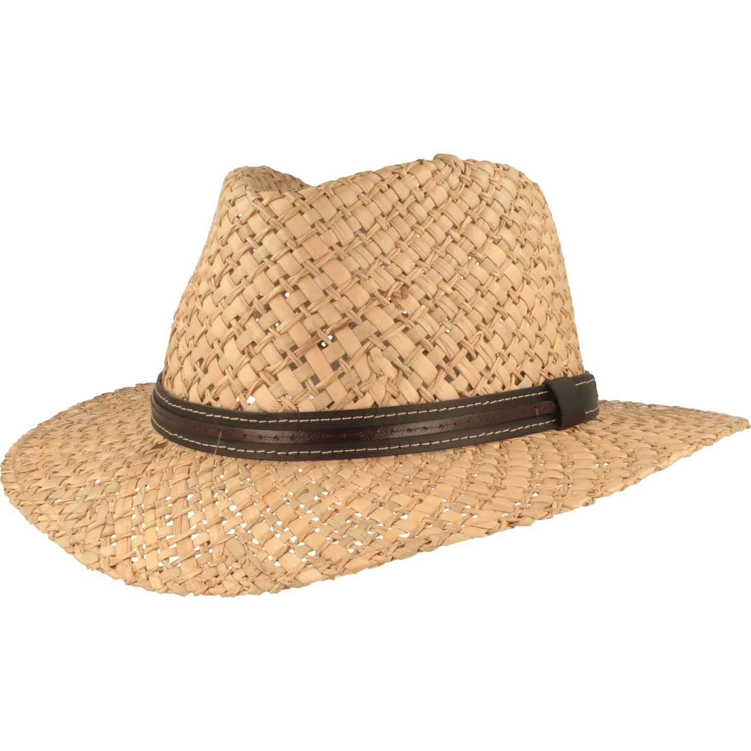 Chapeau de Paille d'été Tressé à la Main 100% Paille Beige Naturel